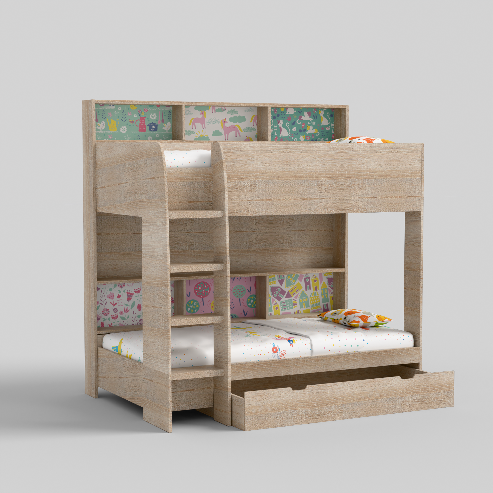 Rainbow Bunk Bed with Storage