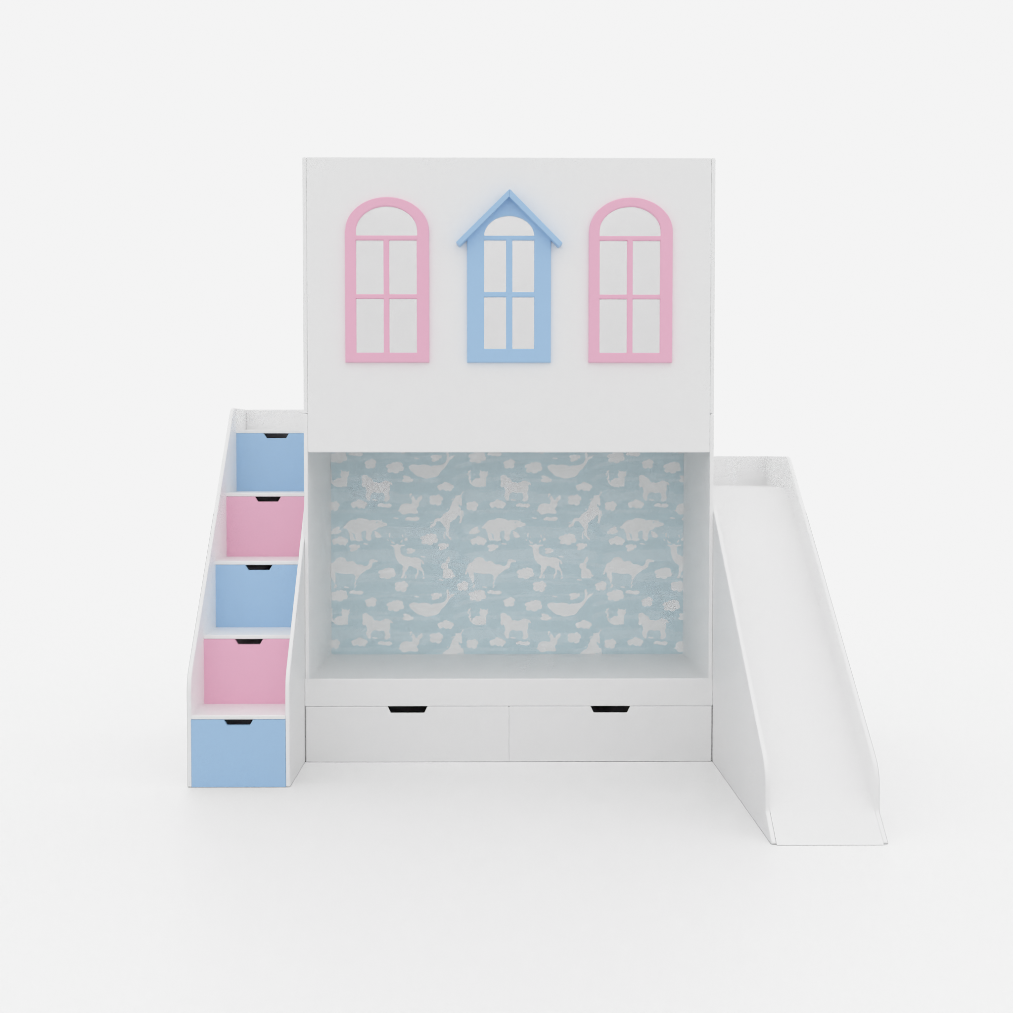 Castle Play House Bunk Bed with Slide