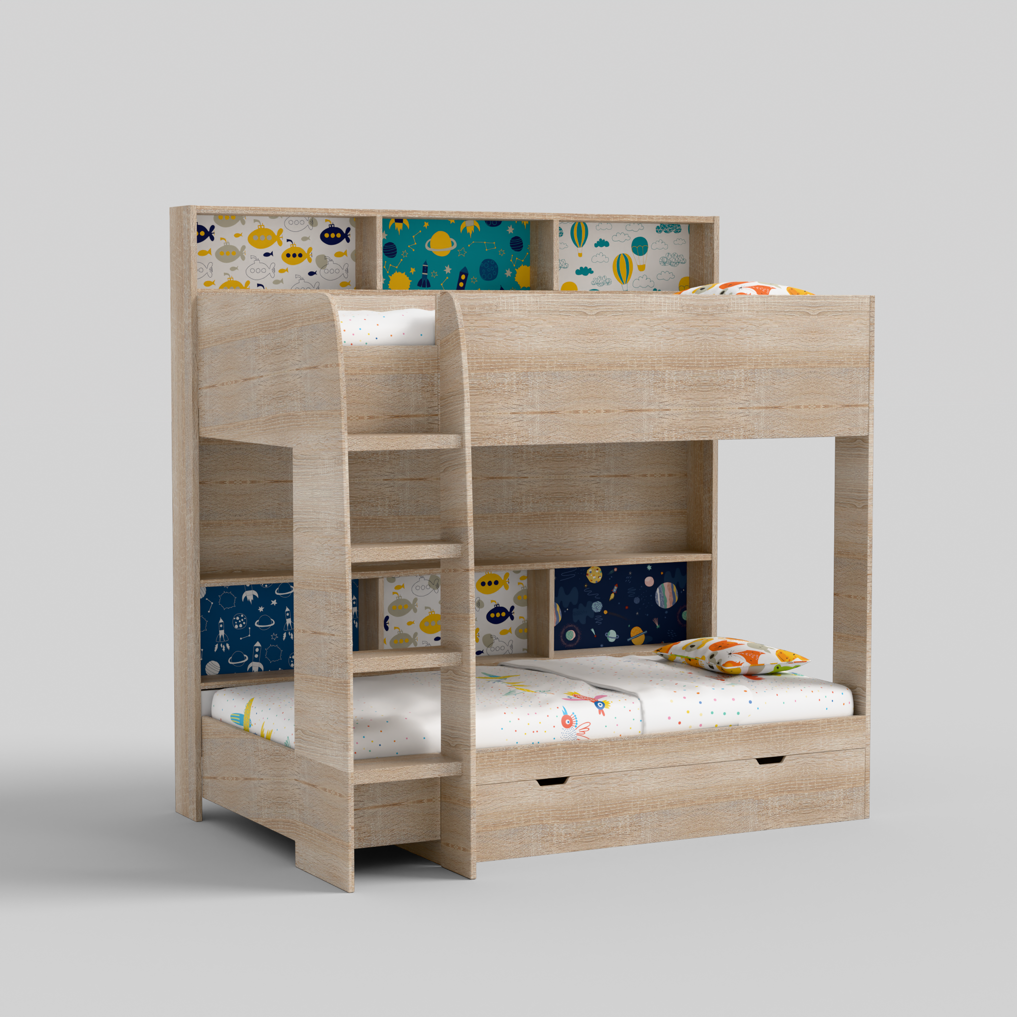 Rainbow Bunk Bed with Storage