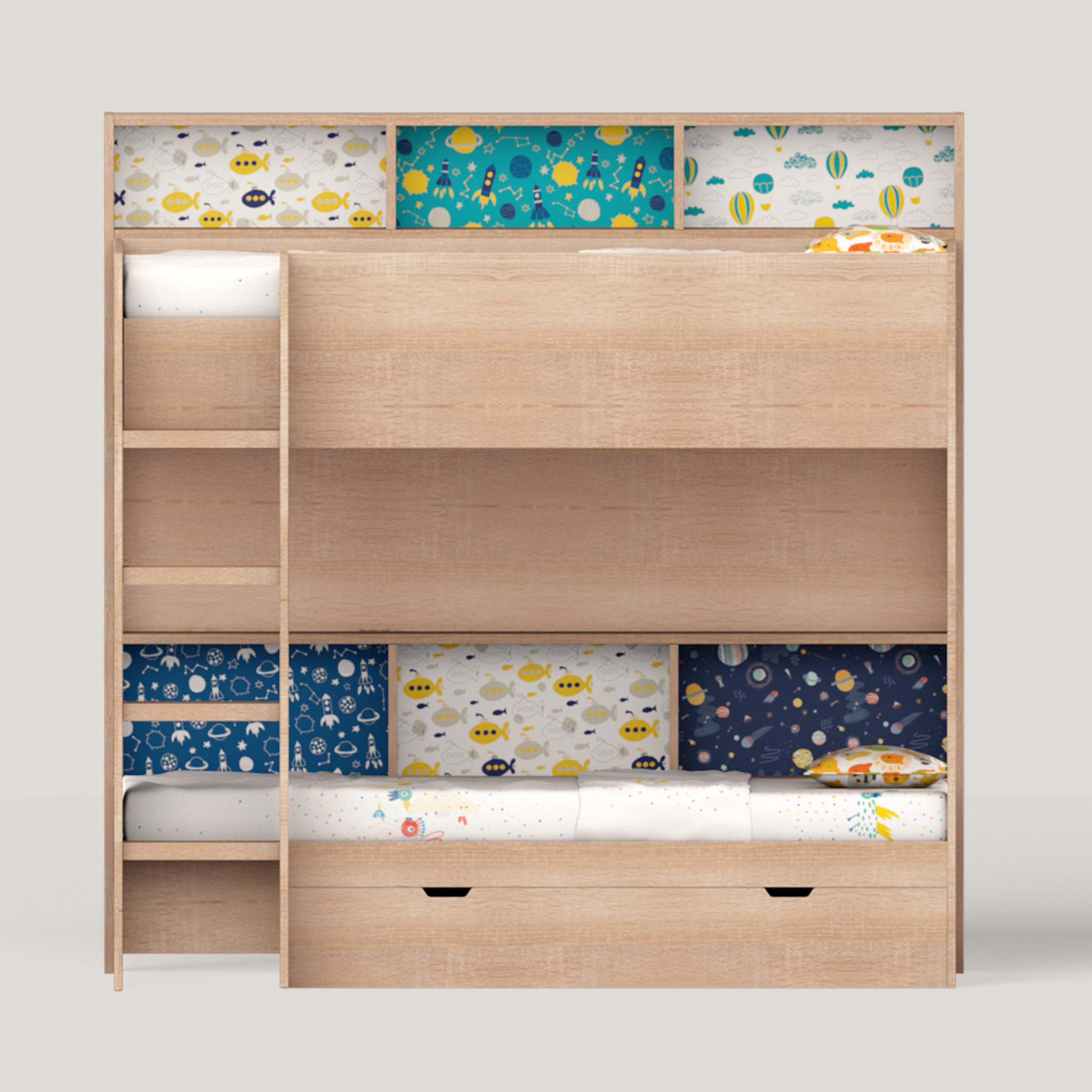 Rainbow Bunk Bed with Storage