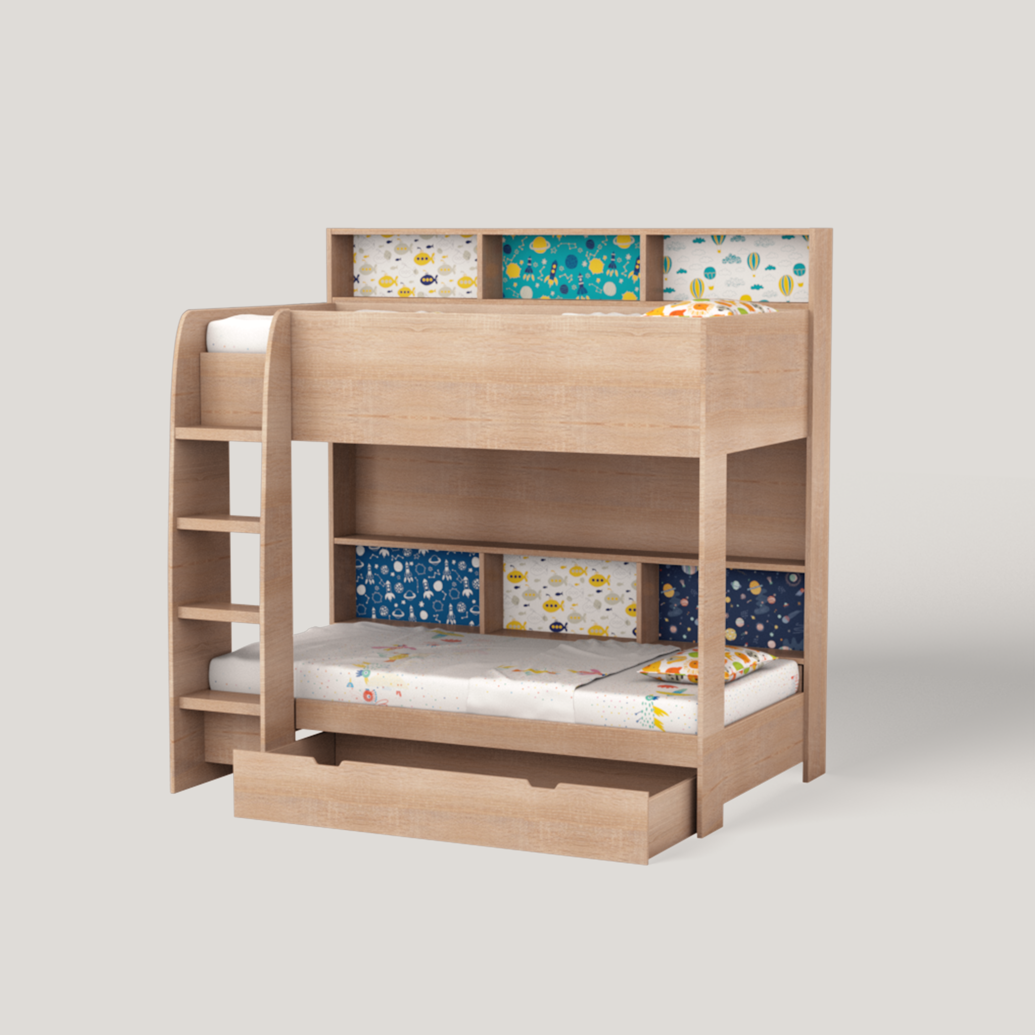 Rainbow Bunk Bed with Storage