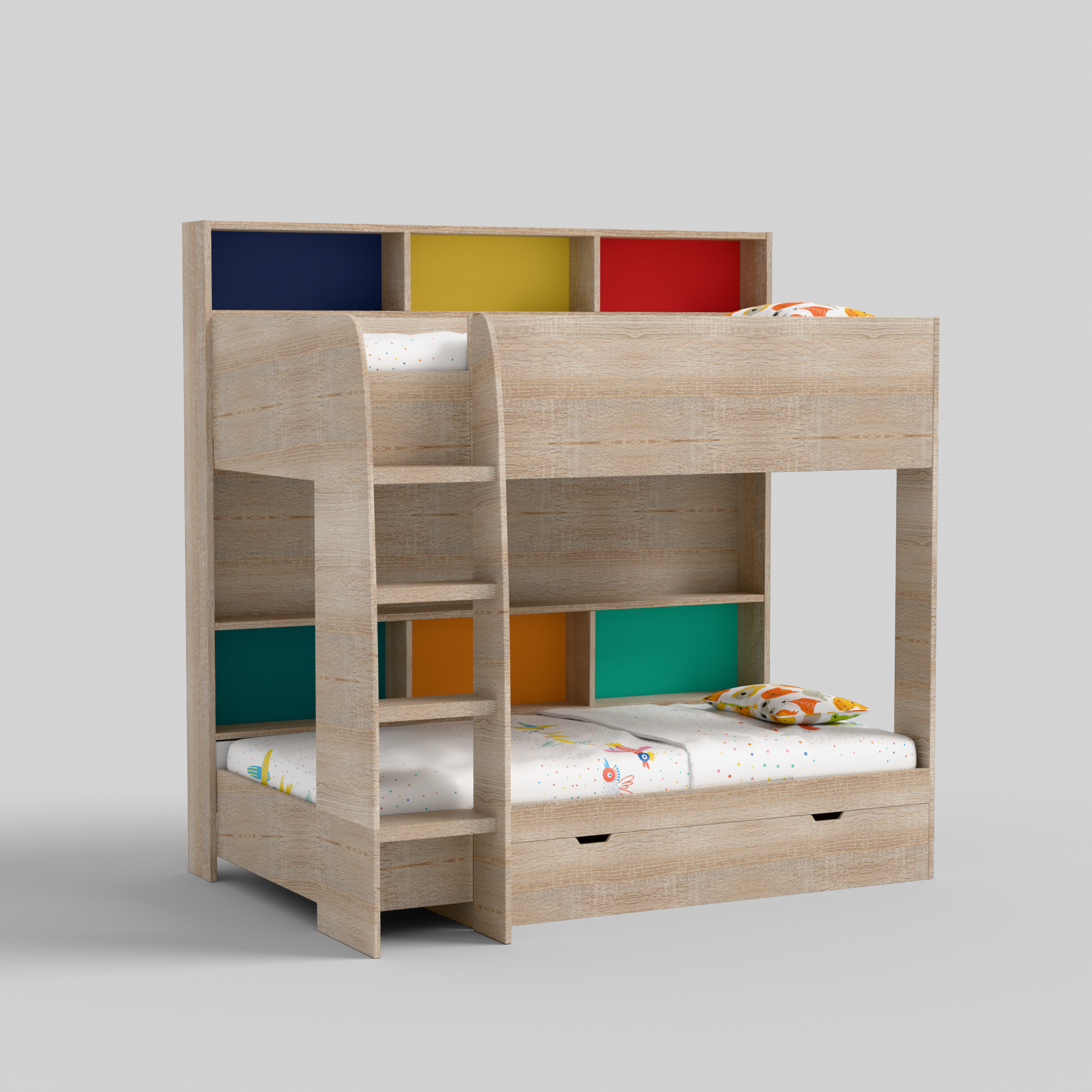 Rainbow Bunk Bed with Storage
