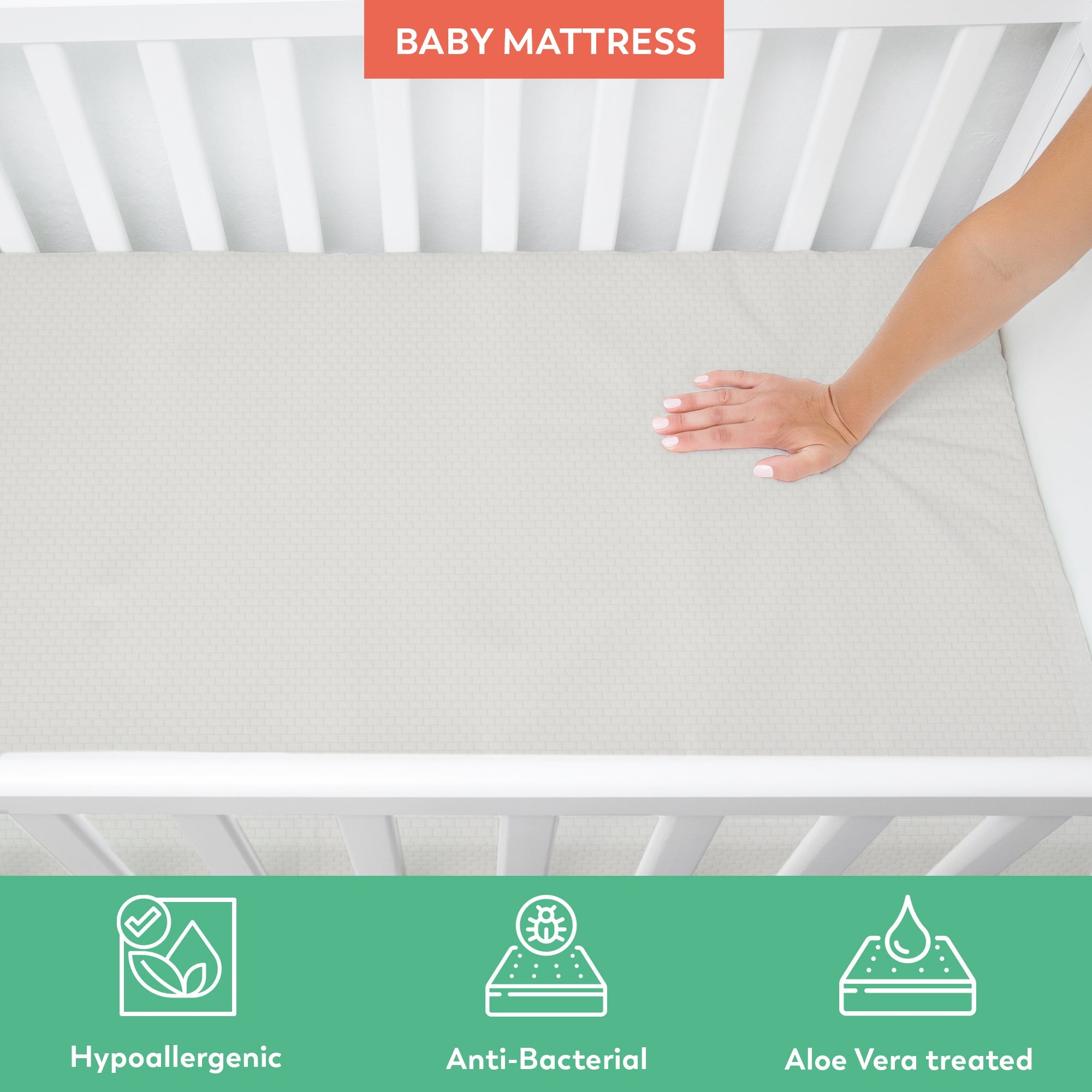 Boingg! Crib Size Bonded Foam Mattress - Anti-Bacteria, Aloe Vera Treated & Hypoallergenic