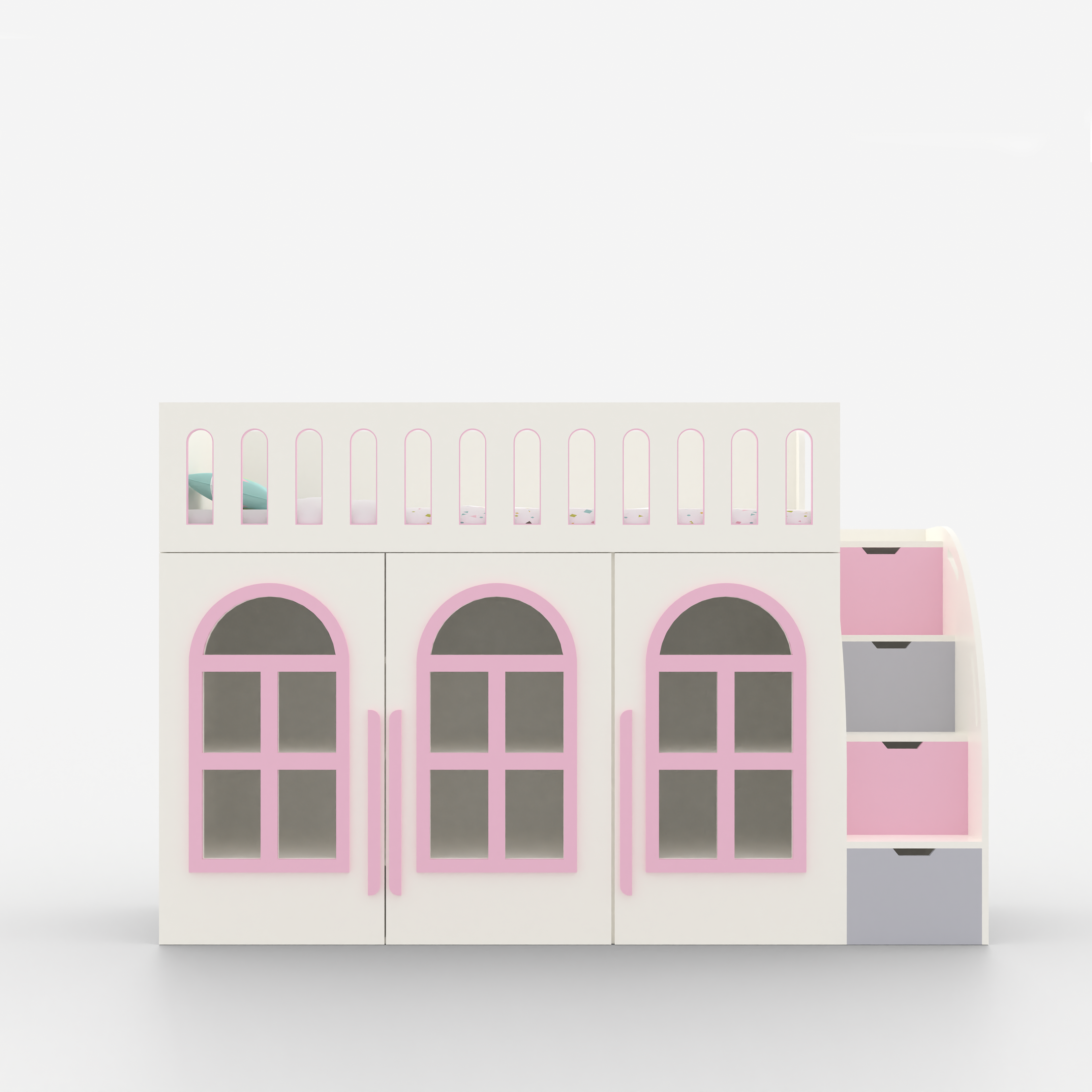 Little Library Loft Bed with Staircase Storage