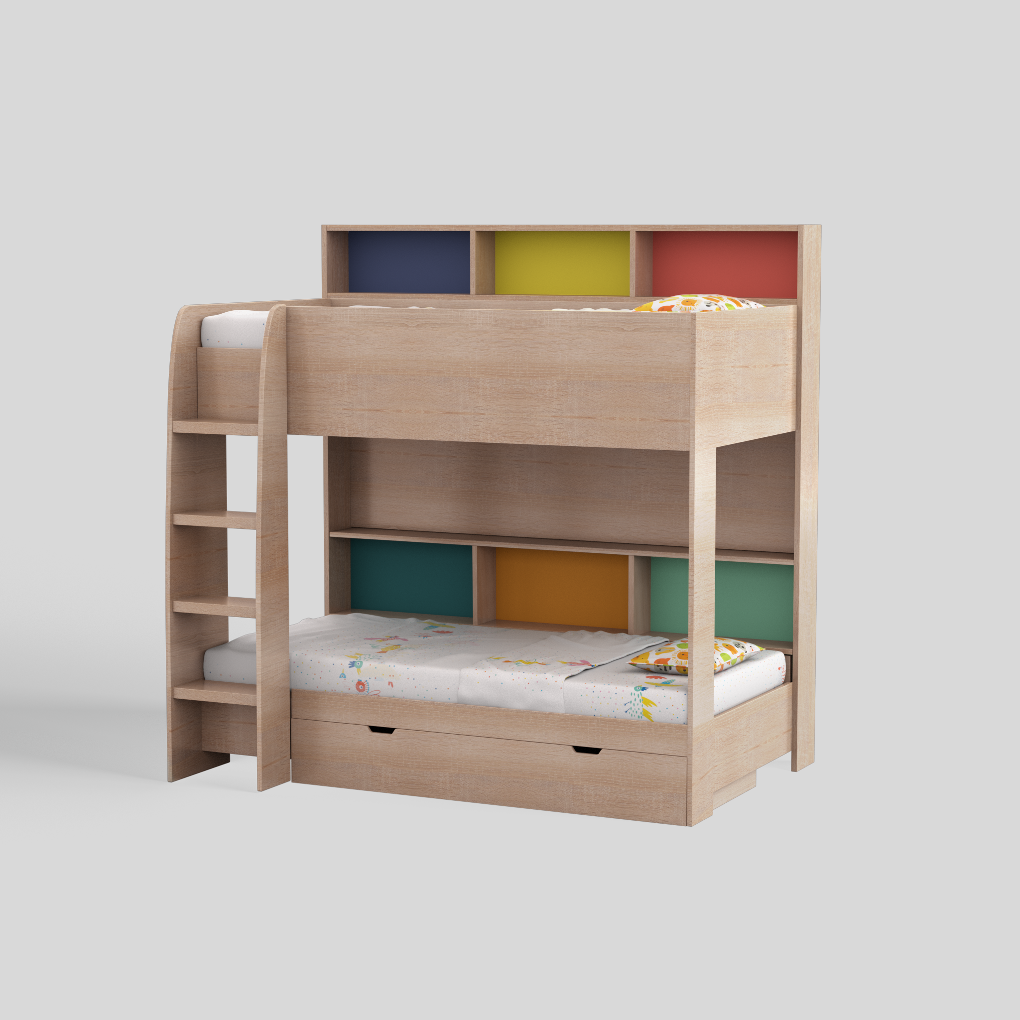 Rainbow Bunk Bed with Storage