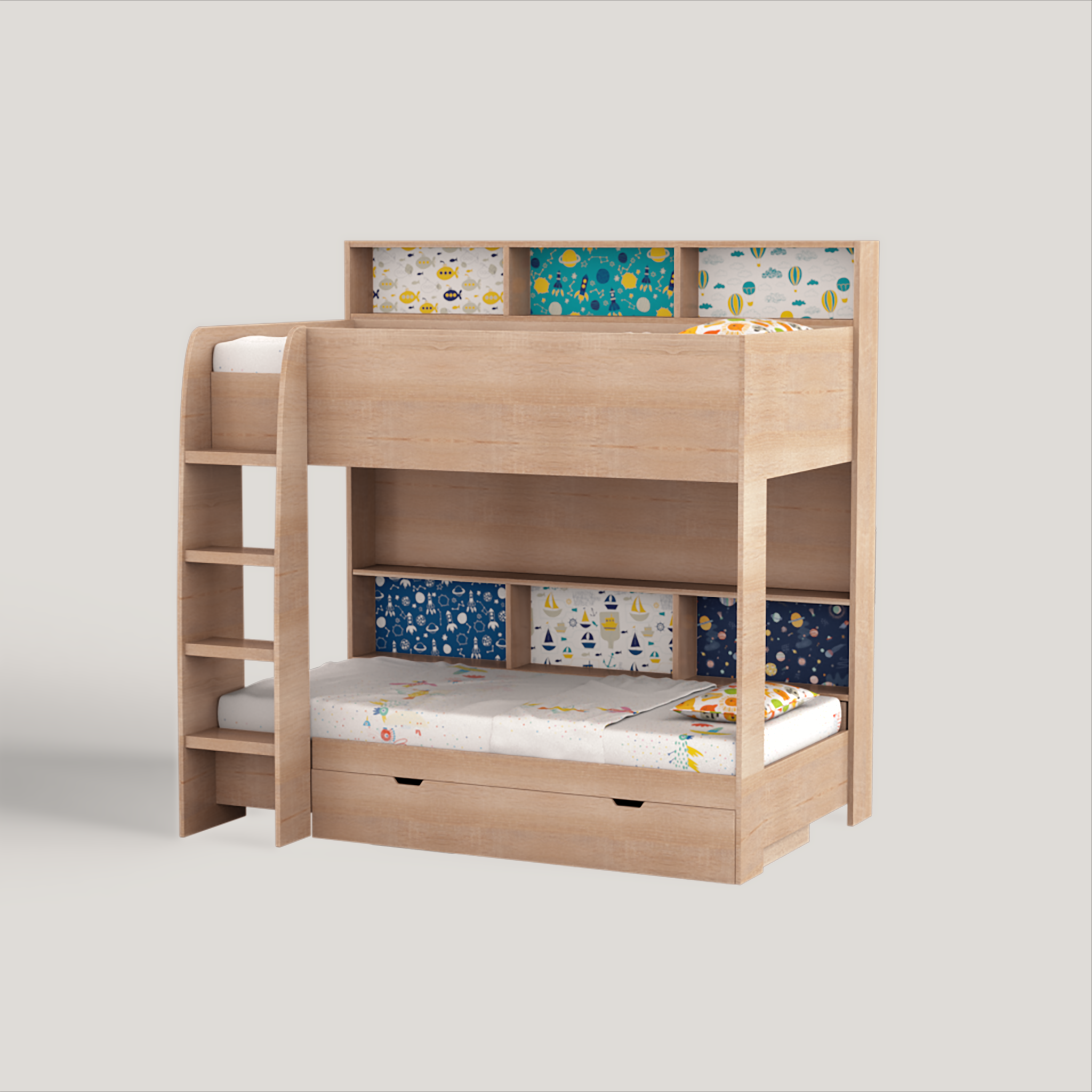Rainbow Bunk Bed with Storage