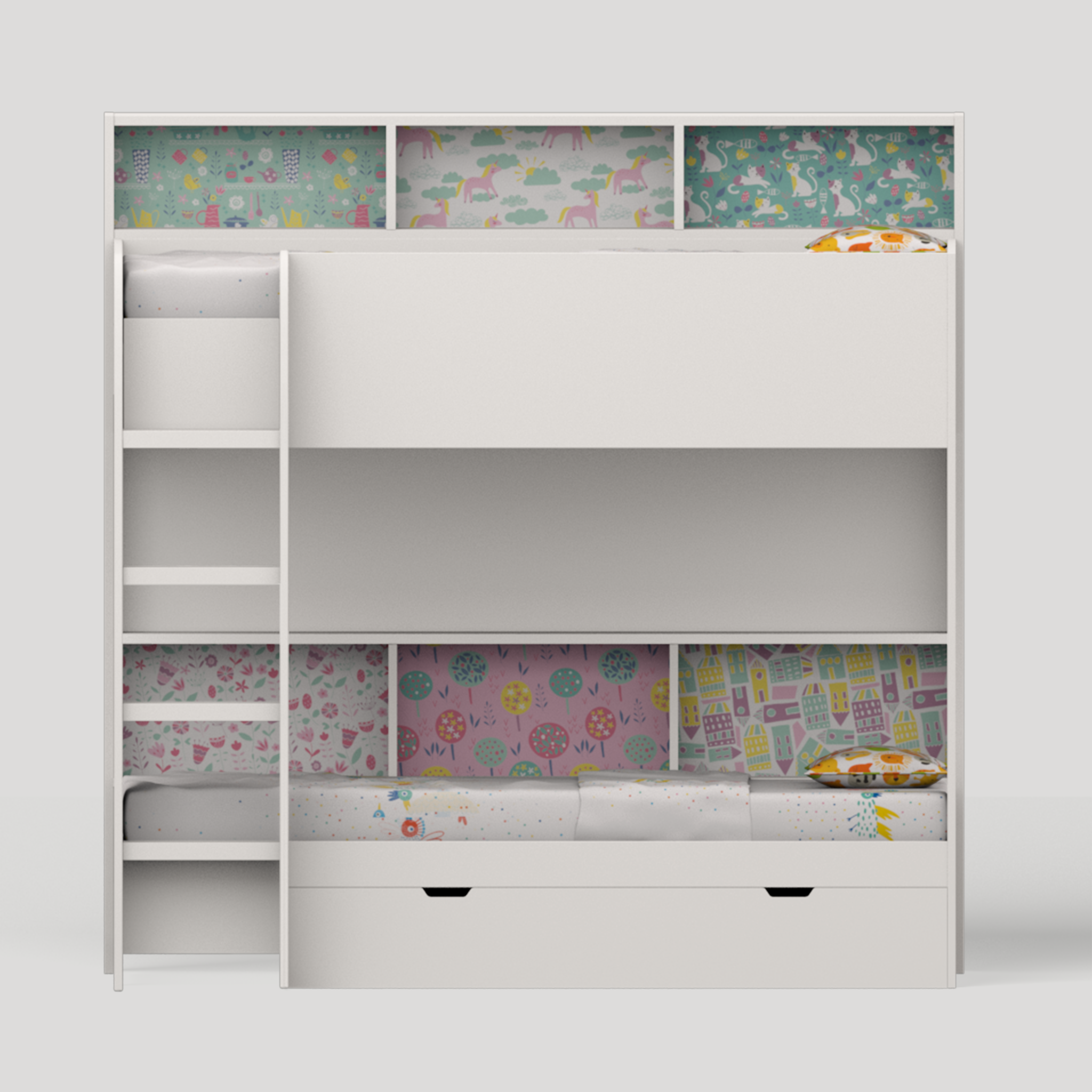 Rainbow Bunk Bed with Storage