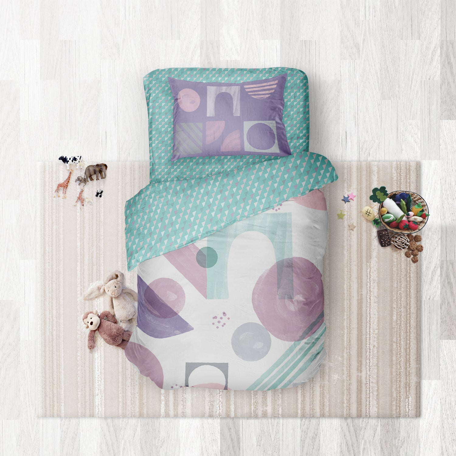 Color Block- Set of Bedsheet, Duvet cover & Pillow cover