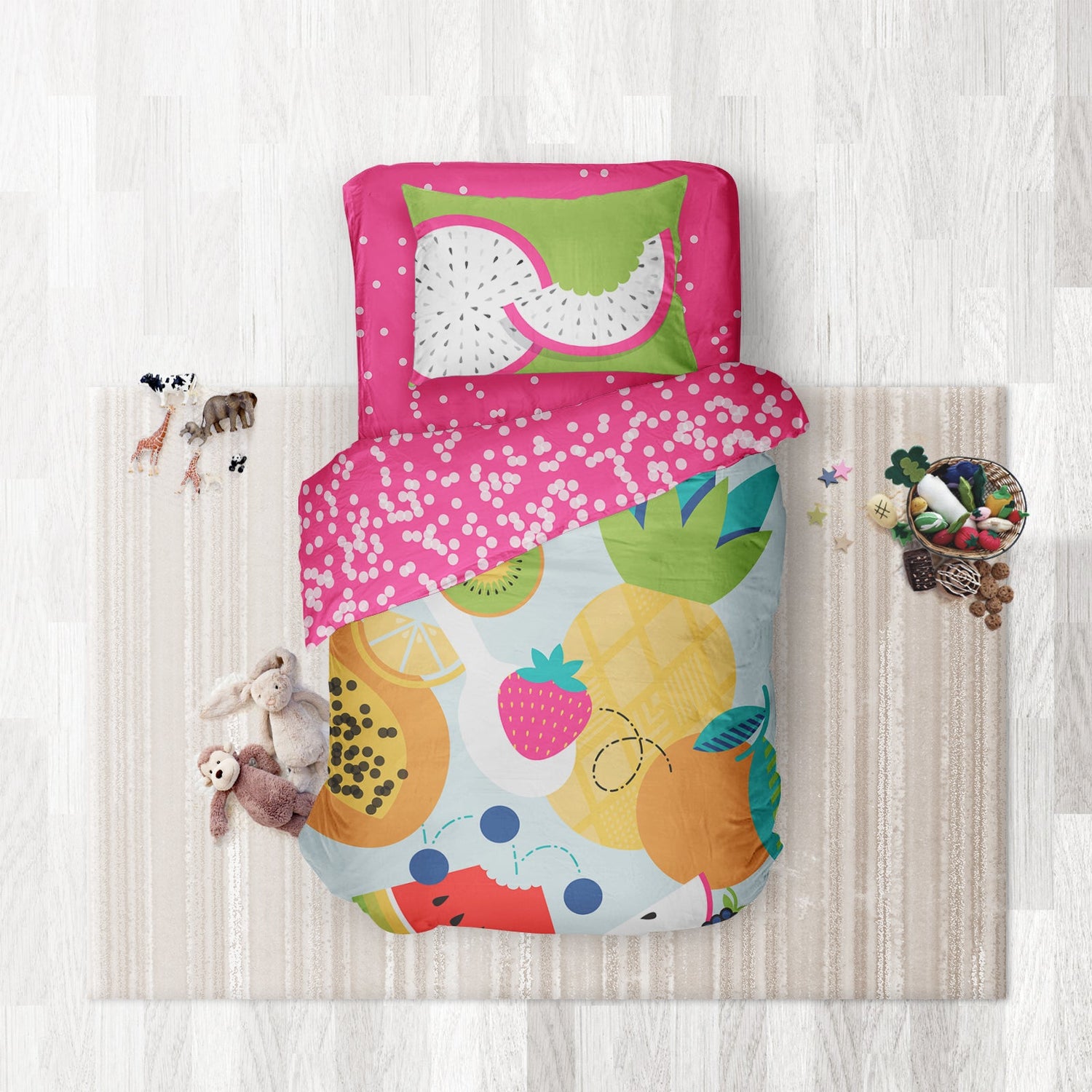 Fruit Salad- Set of Bedsheet, Duvet cover & Pillow cover