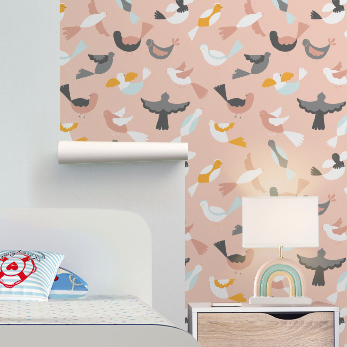 Peach Birds Wallpaper