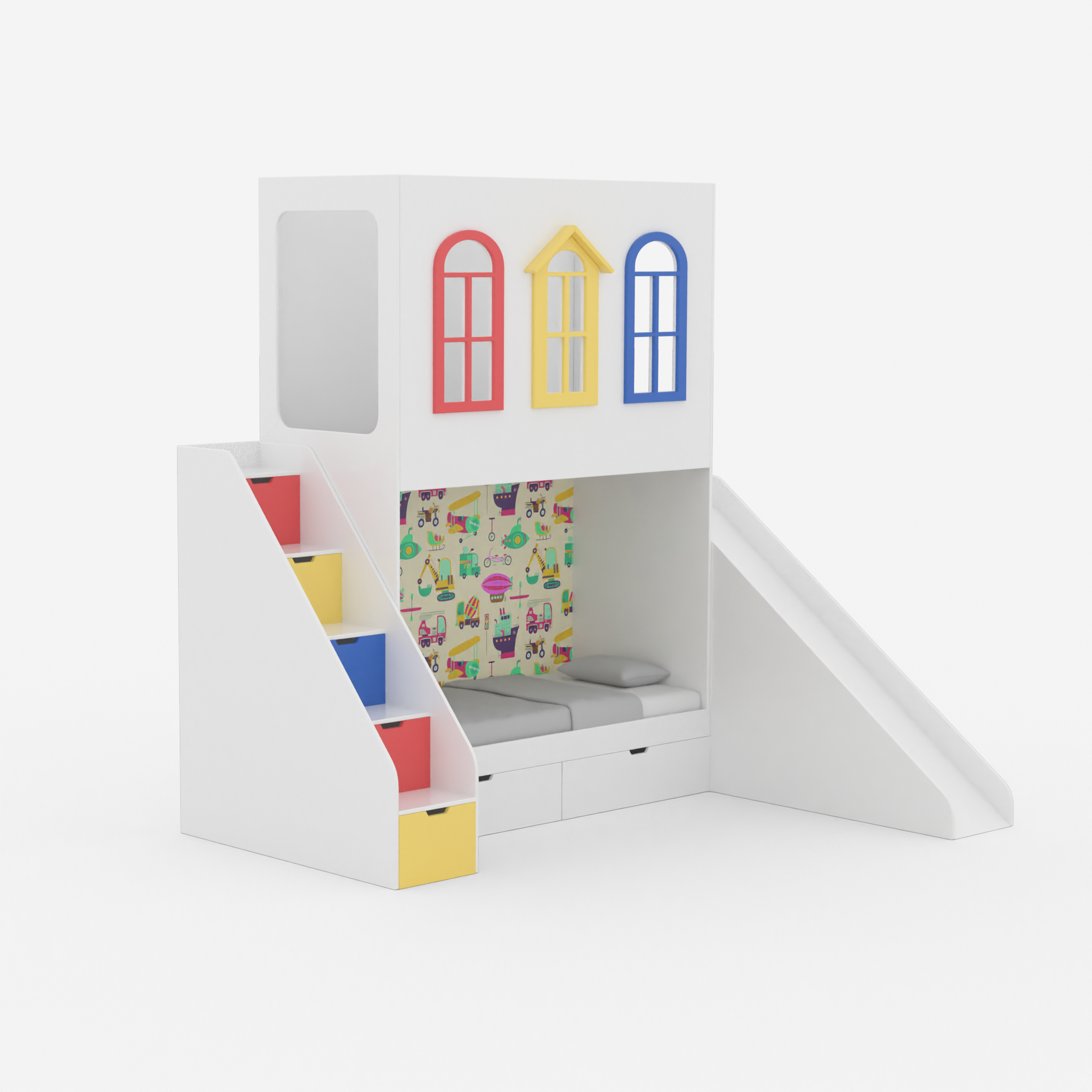 Castle Play House Bunk Bed with Slide