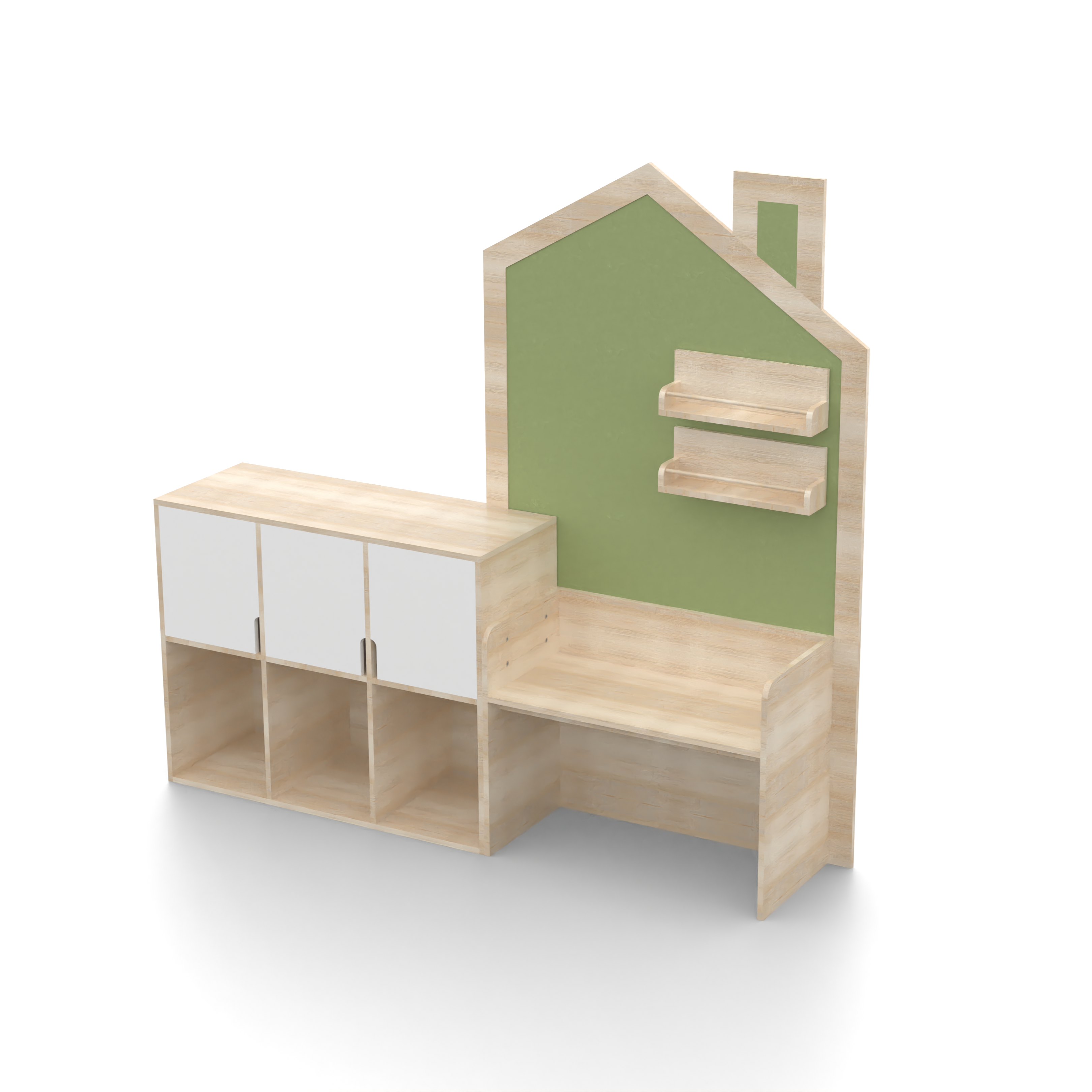 House Pinboard Study Table with Storage