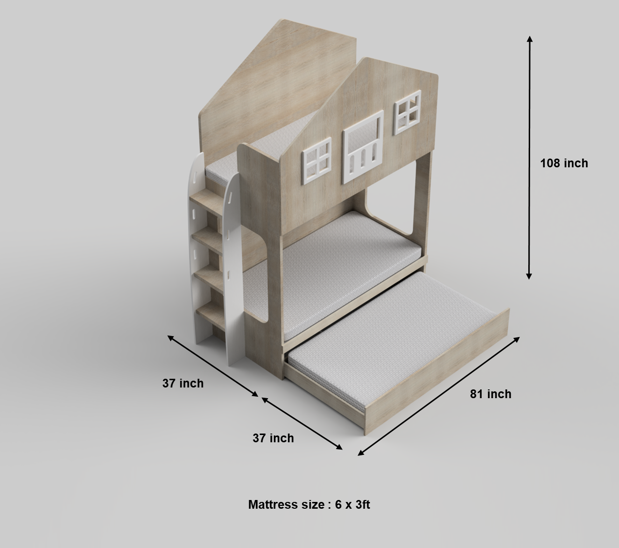 Play House Trundle Bunk Bed