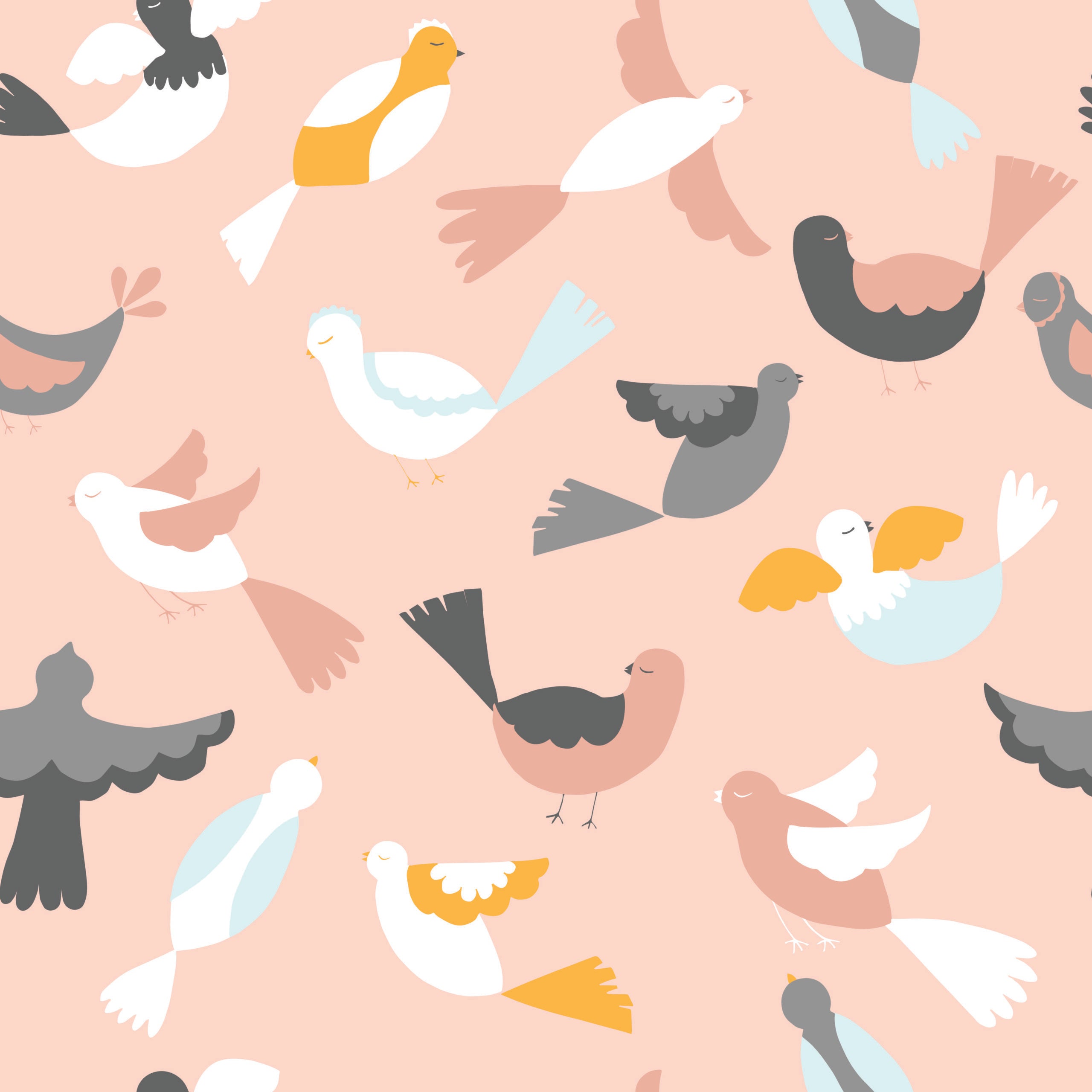 Peach Birds Wallpaper