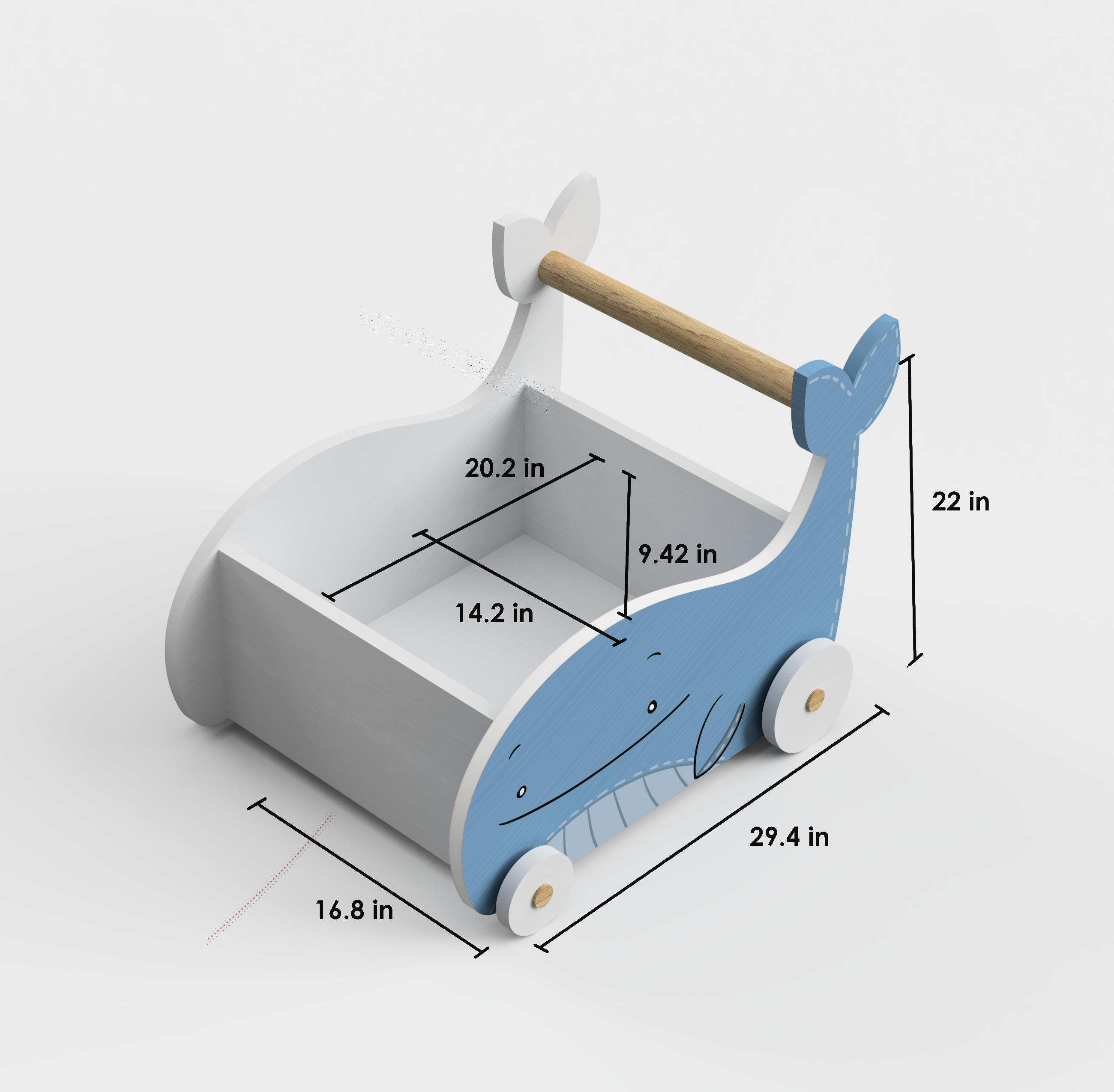 Blue Whale Toy Storage and Cart