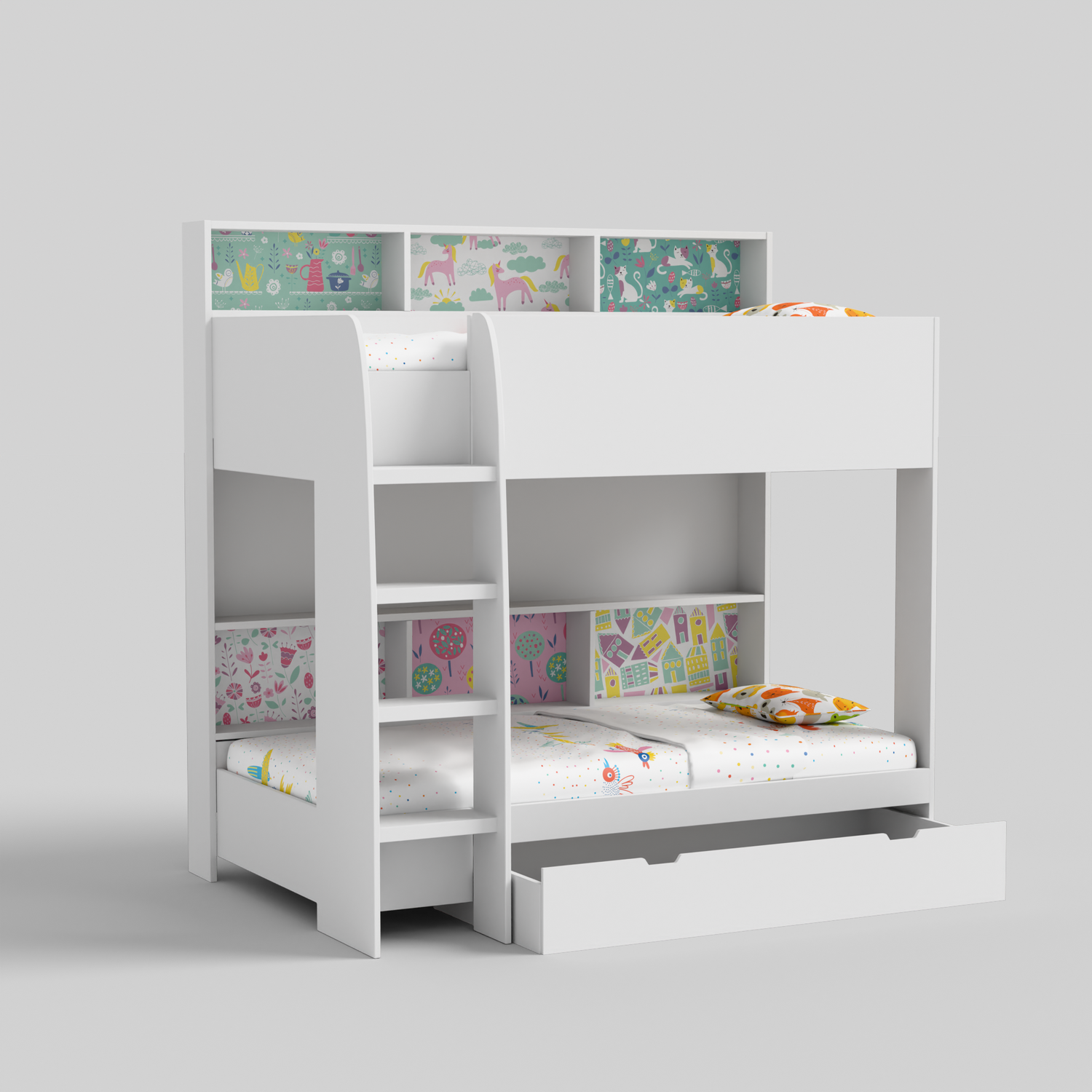 Rainbow Bunk Bed with Storage