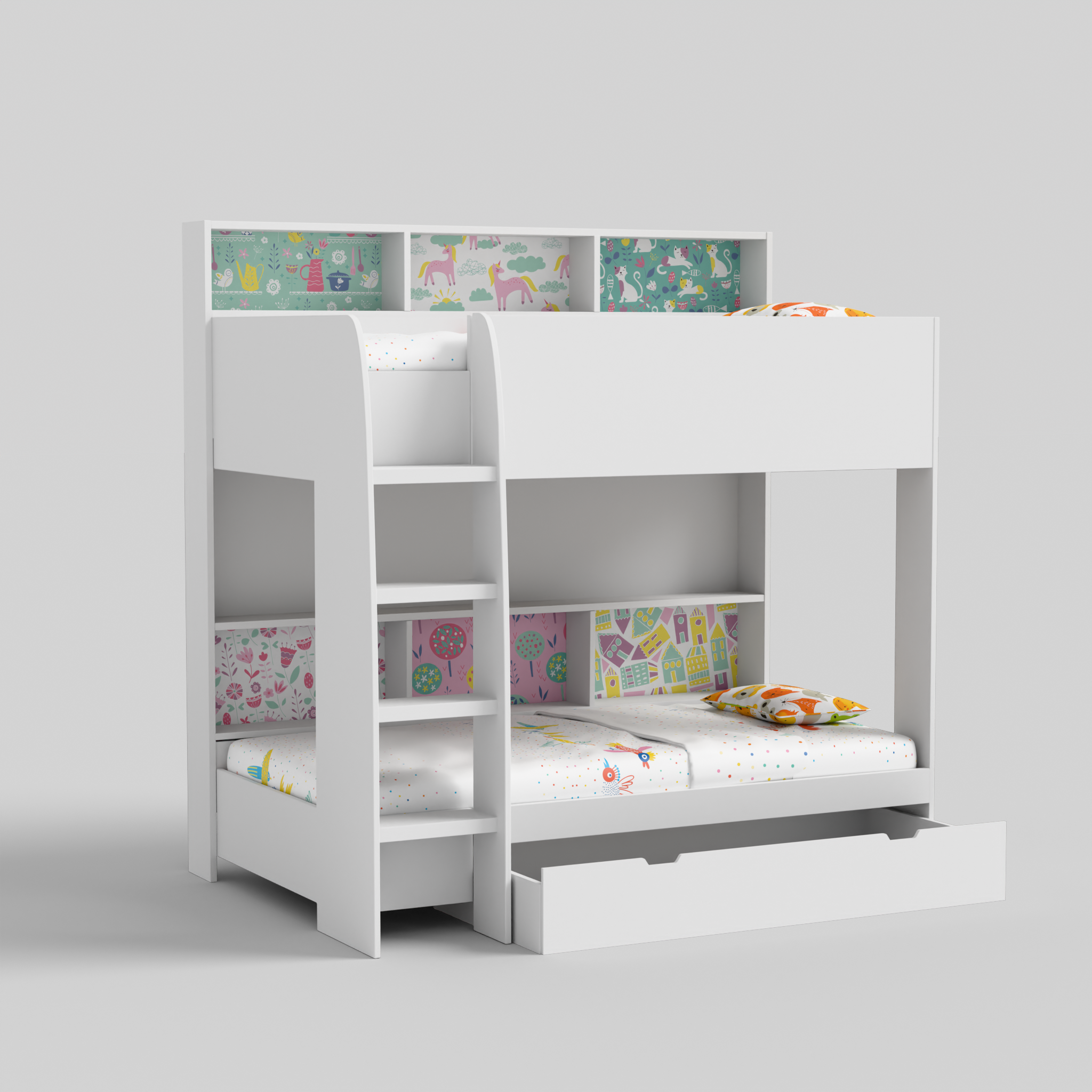 Rainbow Bunk Bed with Storage