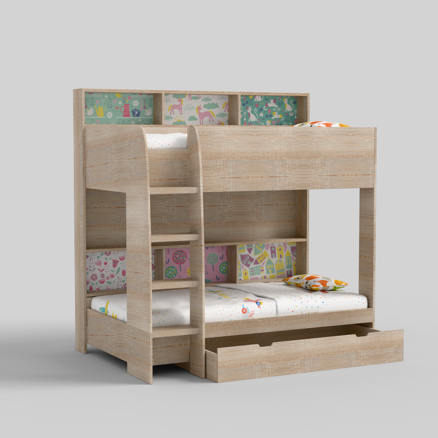 Rainbow Bunk Bed with Storage