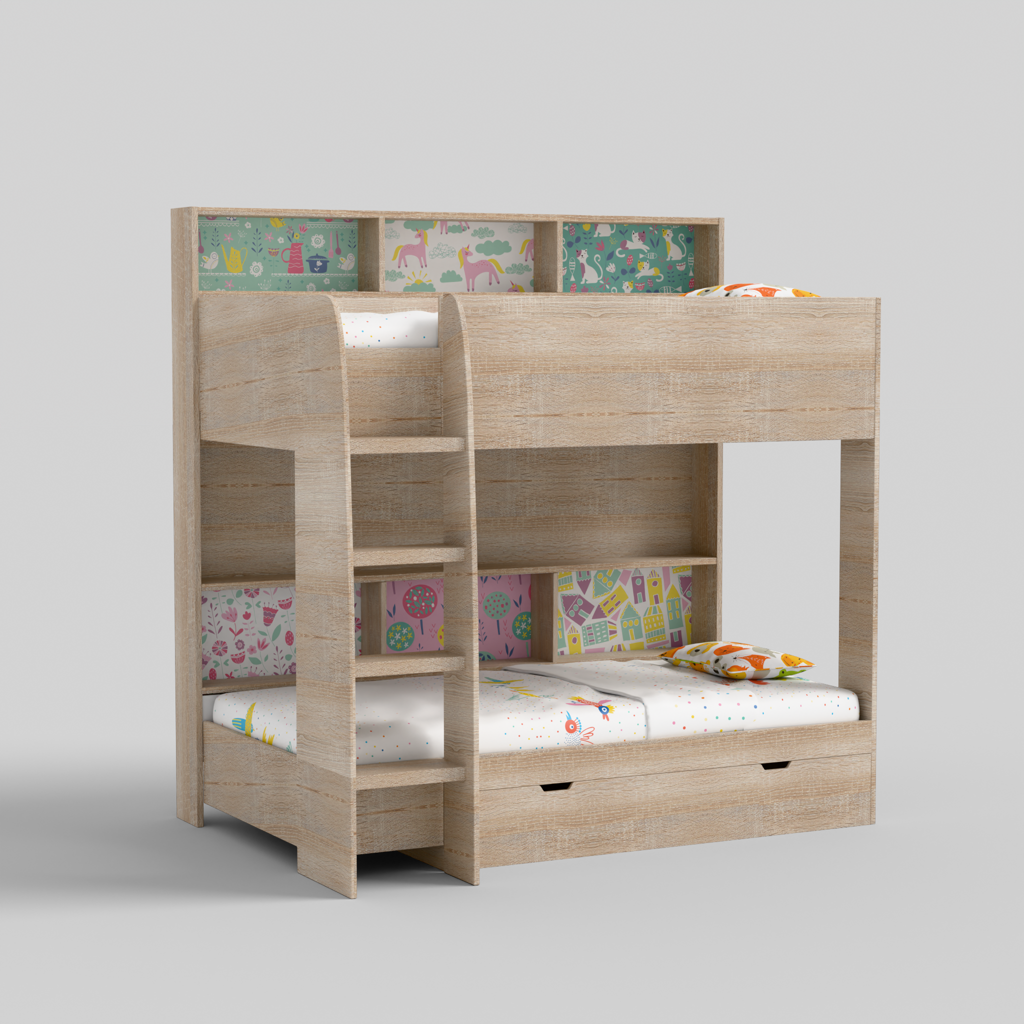 Rainbow Bunk Bed with Storage