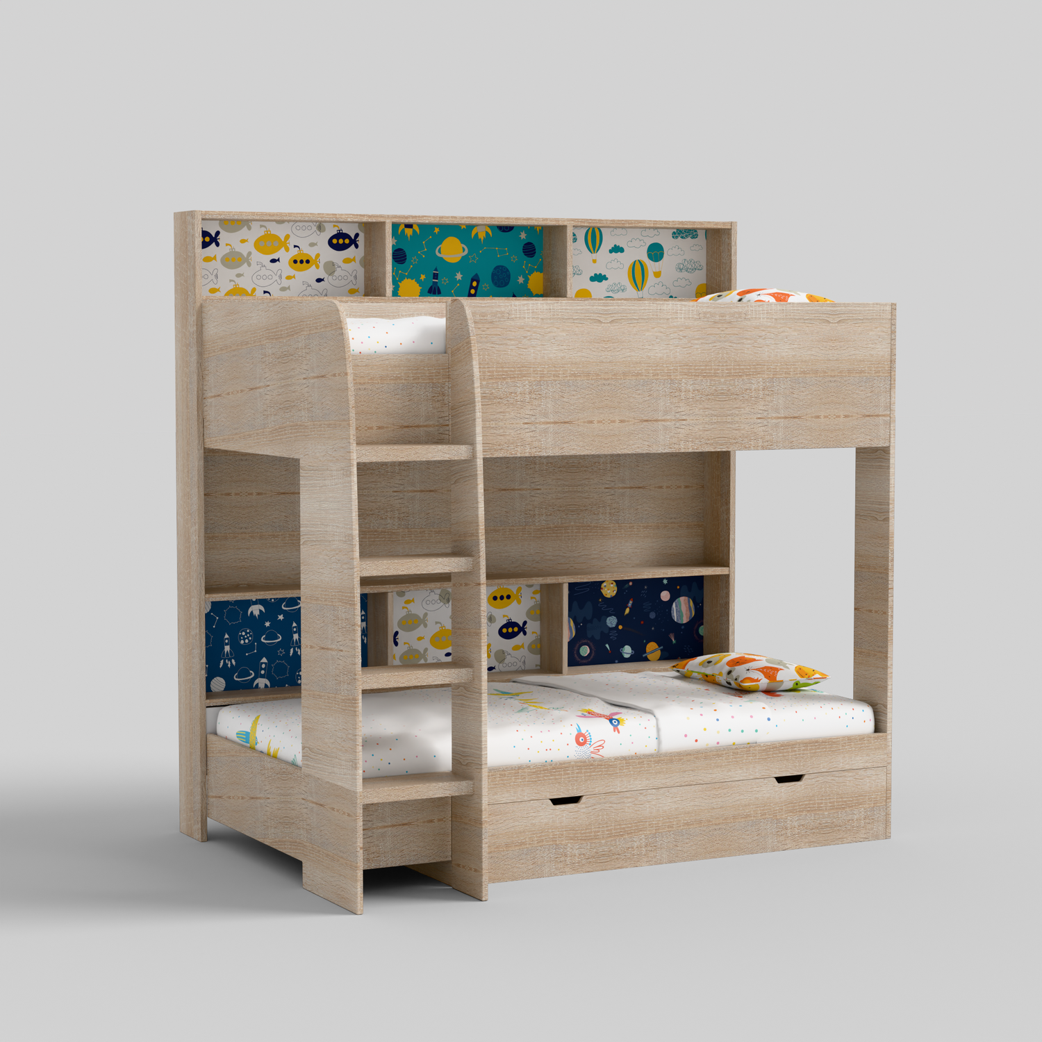 Rainbow Bunk Bed with Storage