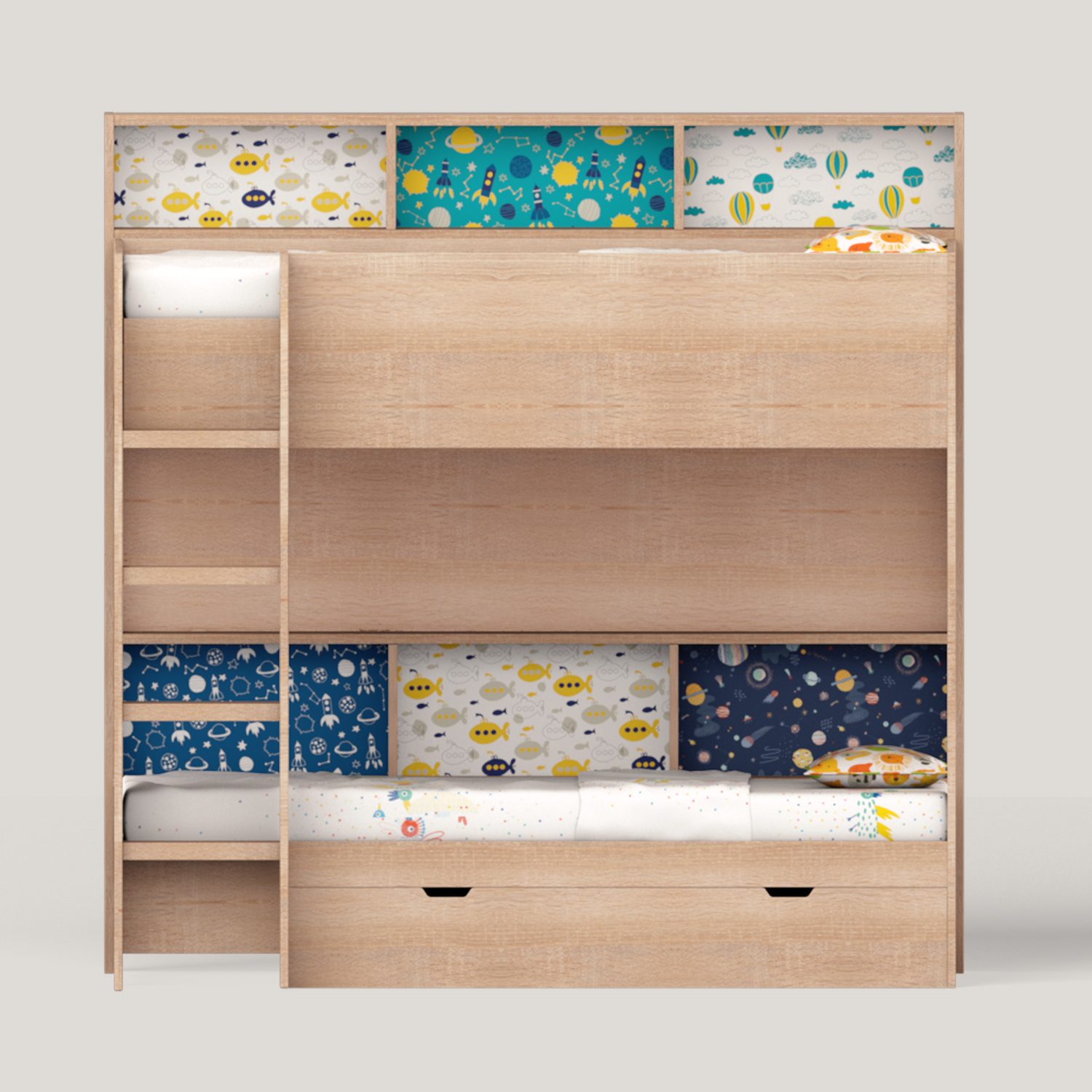 Rainbow Bunk Bed with Storage