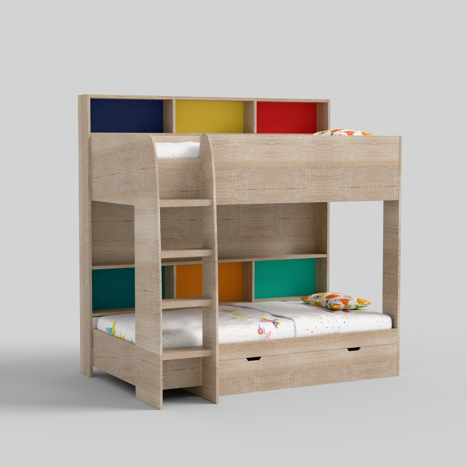 Rainbow Bunk Bed with Storage