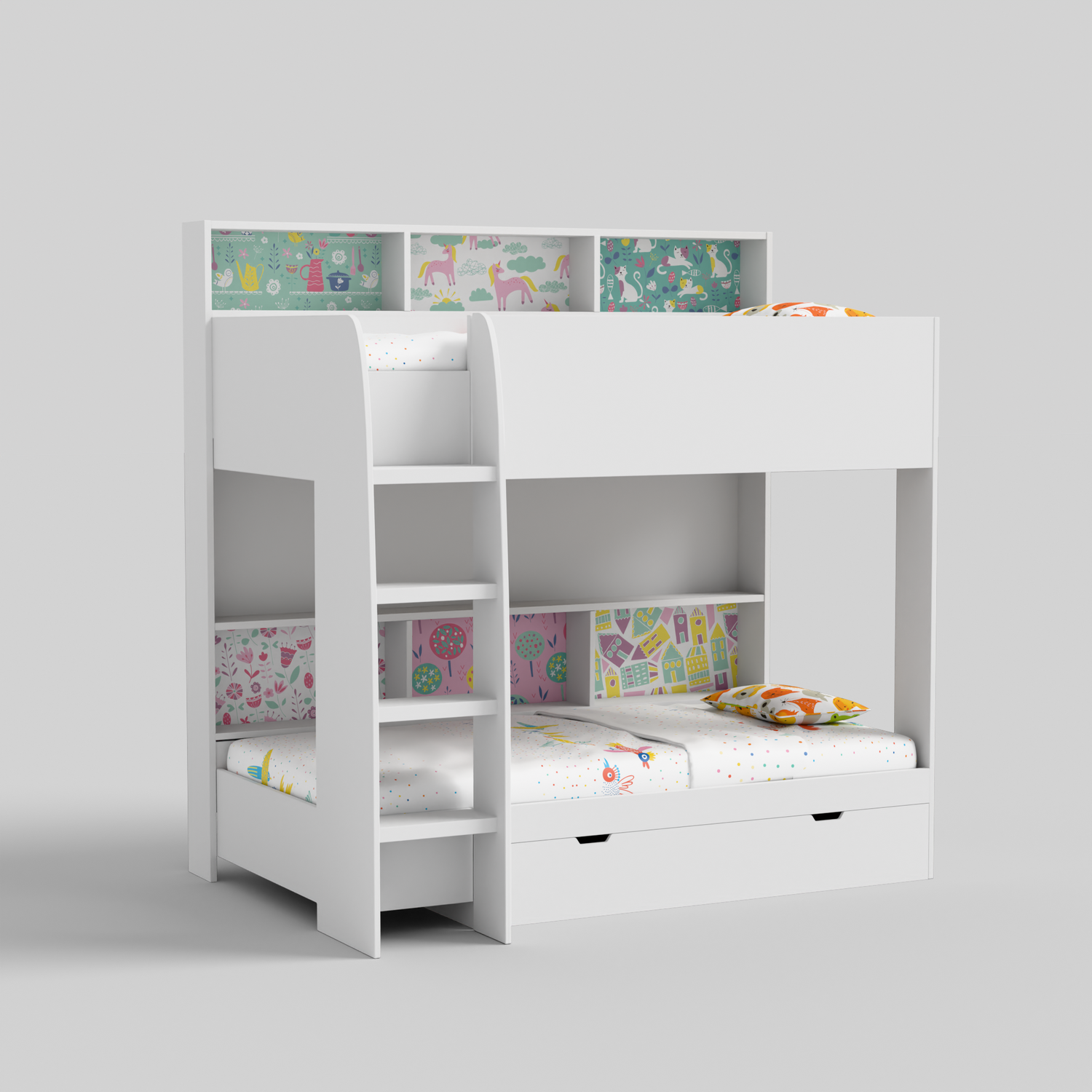 Rainbow Bunk Bed with Storage