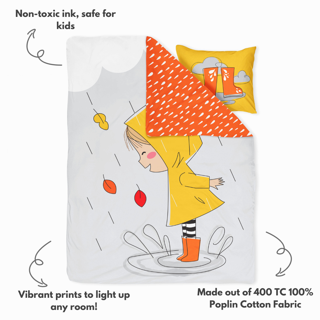 Autumn Rain- Set of Bedsheet, Duvet cover & Pillow cover