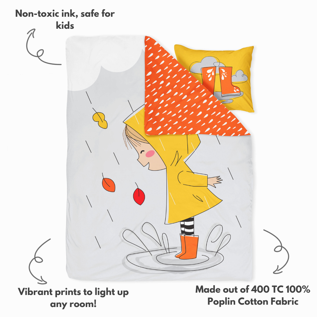 Autumn Rain- Set of Bedsheet, Duvet cover &amp; Pillow cover