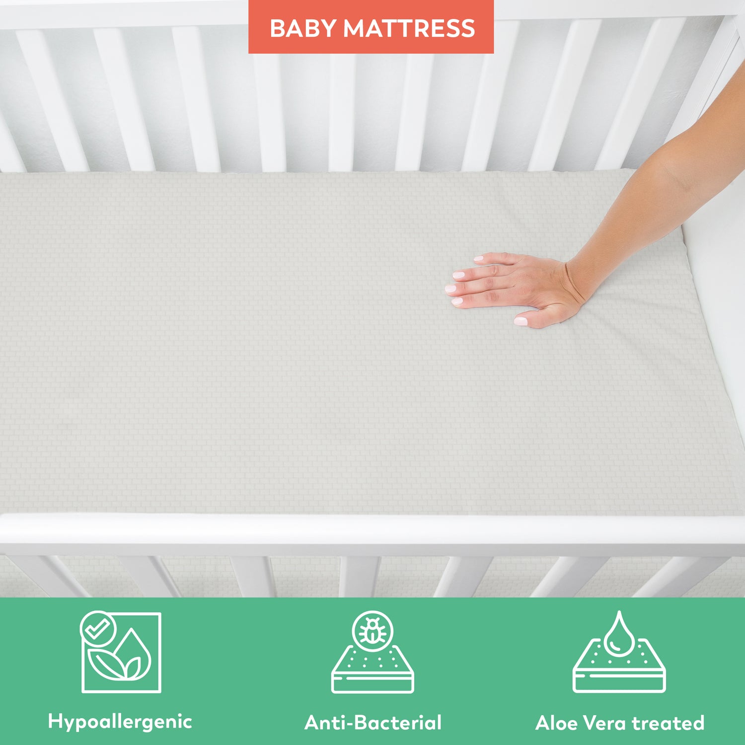 Boingg! Crib Size Bonded Foam Mattress - Anti-Bacteria, Aloe Vera Treated &amp; Hypoallergenic