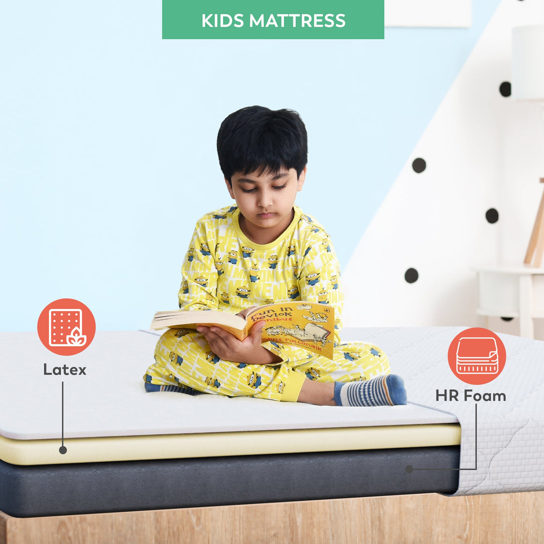 Boingg! Single Size Natural Latex & HR Foam Mattress - Anti-Bacteria, Aloe Vera Treated & Hypoallergenic