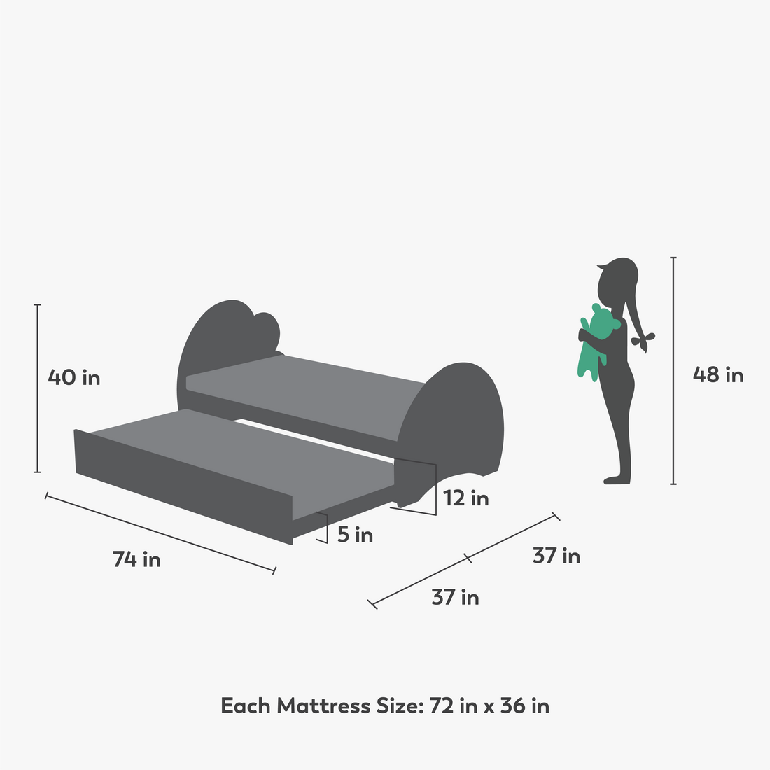 Cloud Tails Trundle Bed