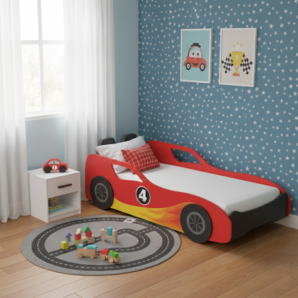 Fire Bird Car Bed with Upholstered Seat