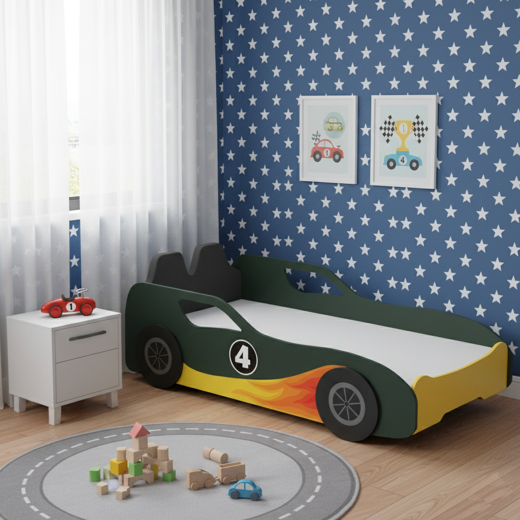 Fire Bird Car Bed with Upholstered Seat