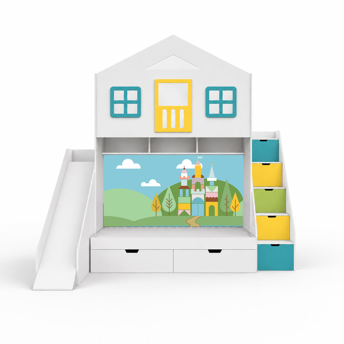 Play House Bunk Bed with Slide