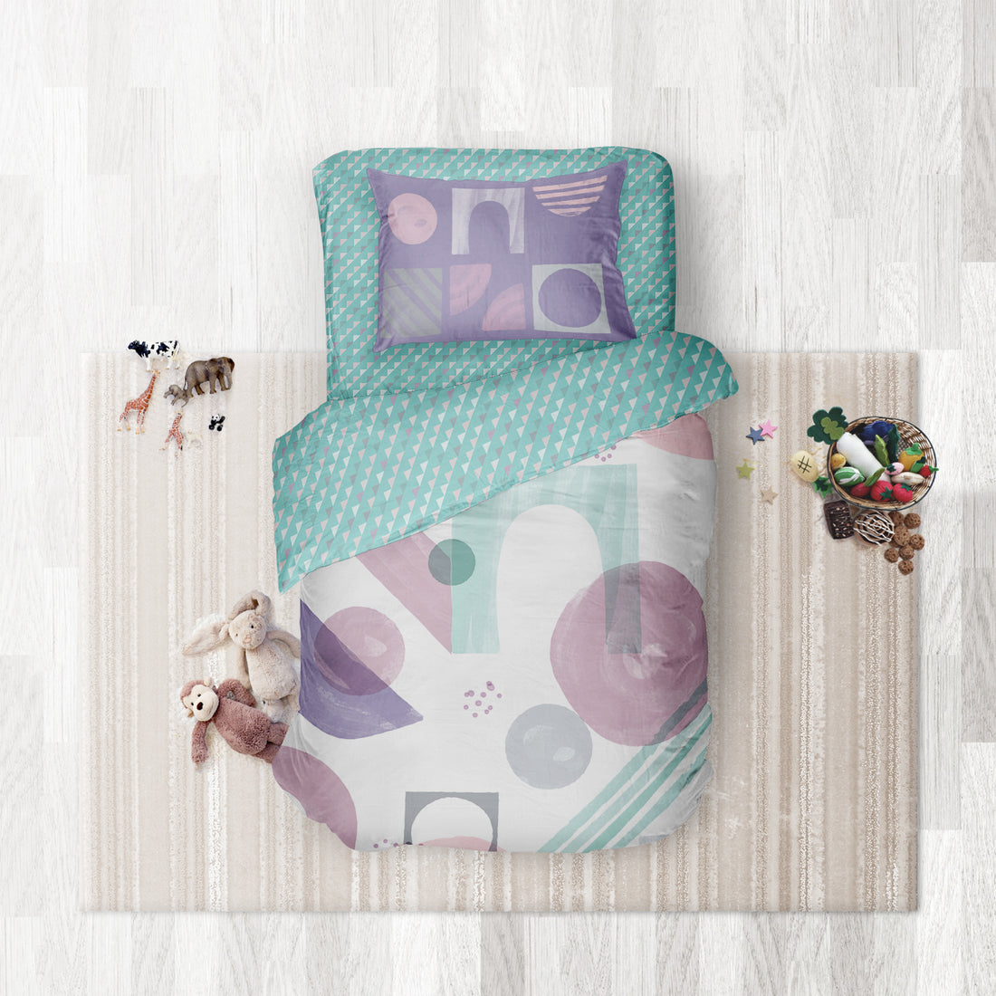 Color Block- Set of Bedsheet, Duvet cover & Pillow cover