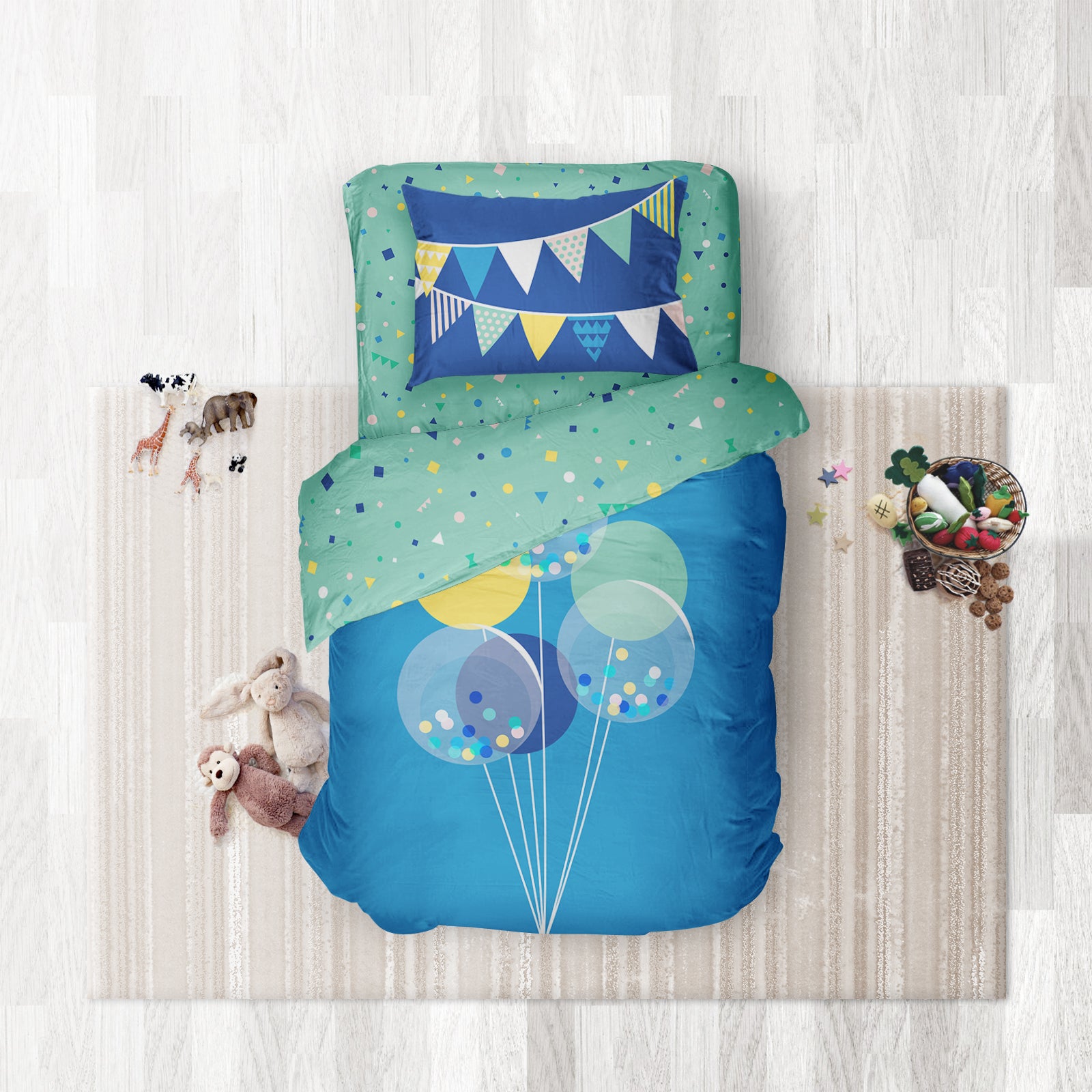 Slumber Party- Set of Bedsheet, Duvet cover &amp; Pillow cover