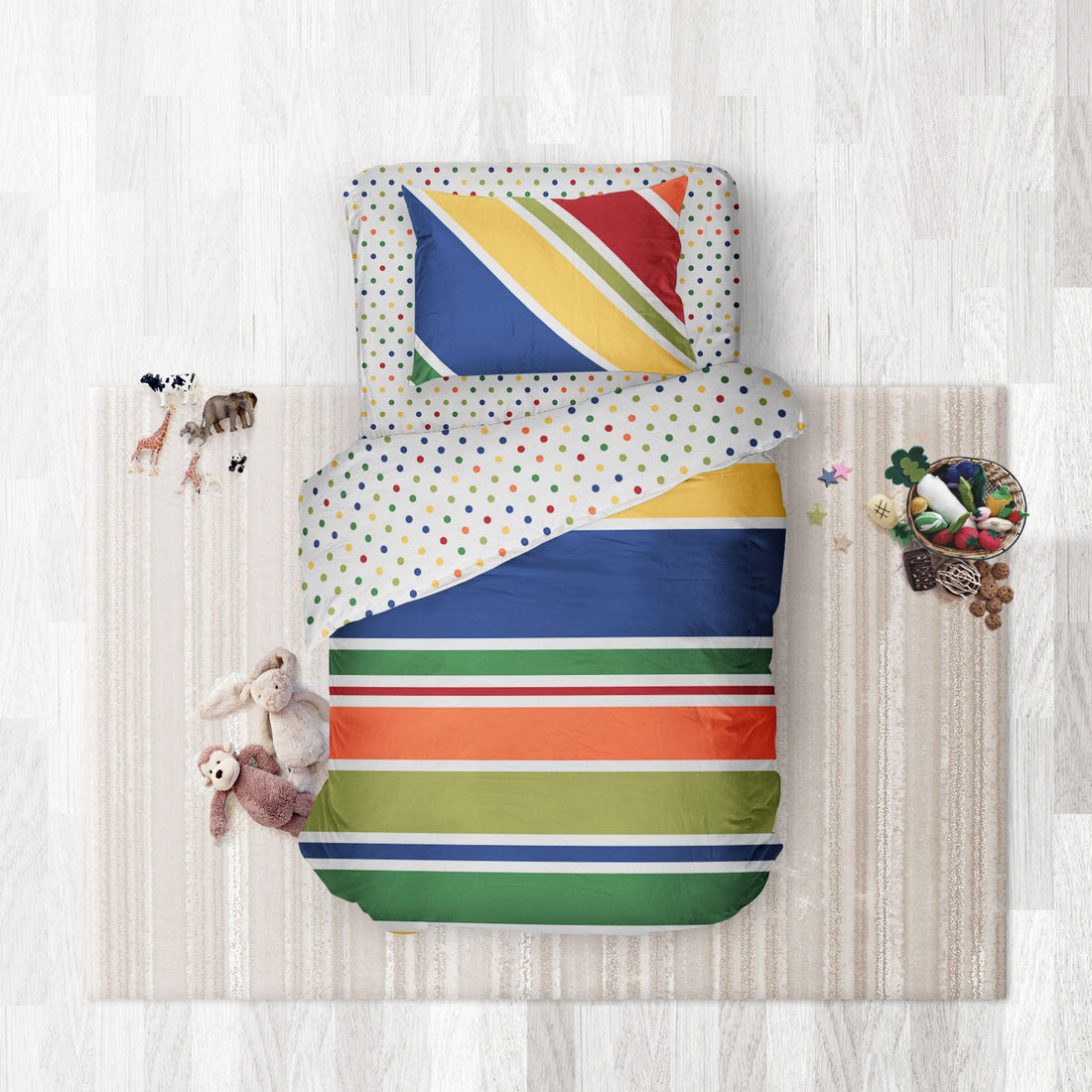 Rainbow- Set of Bedsheet, Duvet cover &amp; Pillow cover