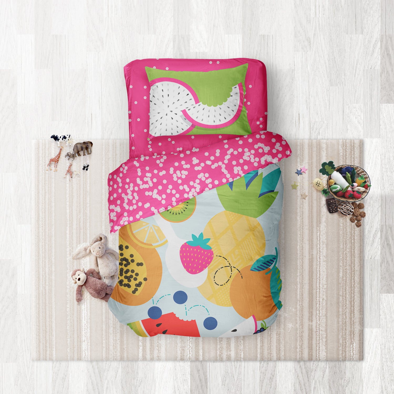 Fruit Salad- Set of Bedsheet, Duvet cover &amp; Pillow cover