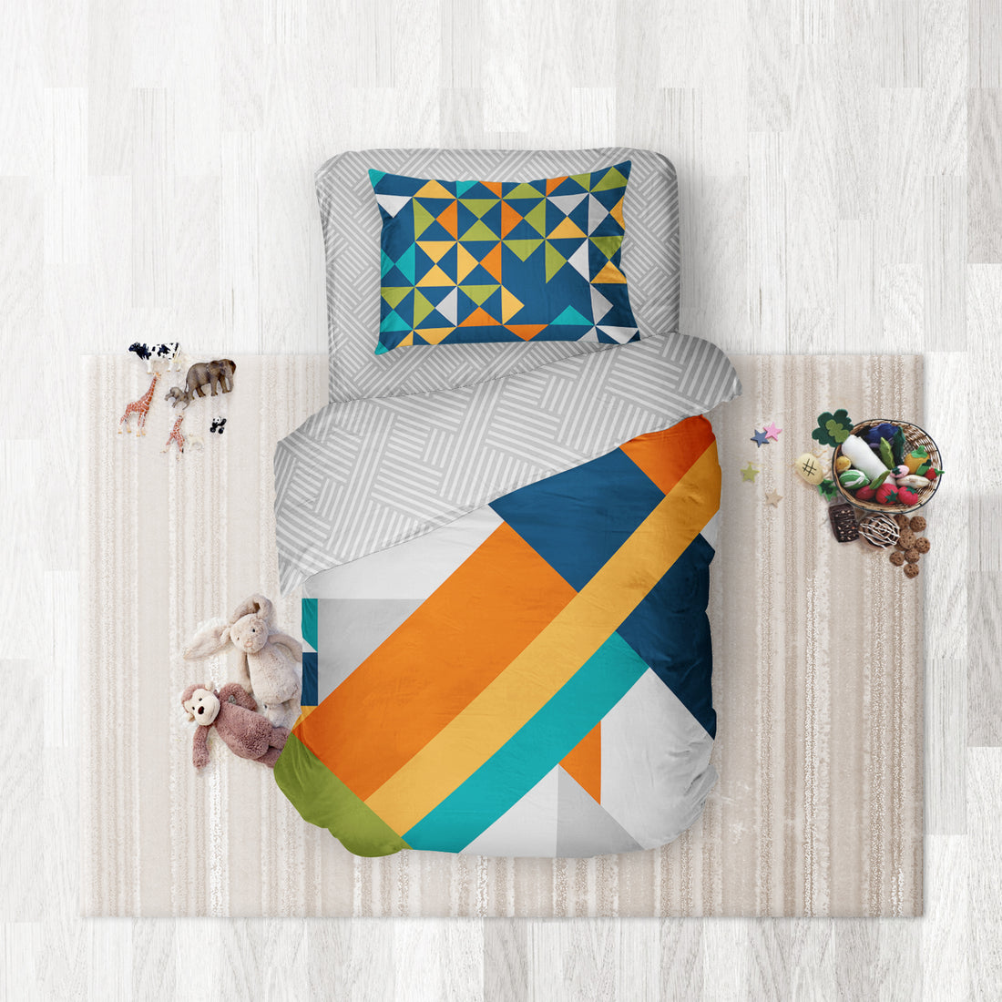 Colour Block- Set of Bedsheet, Duvet cover & Pillow cover