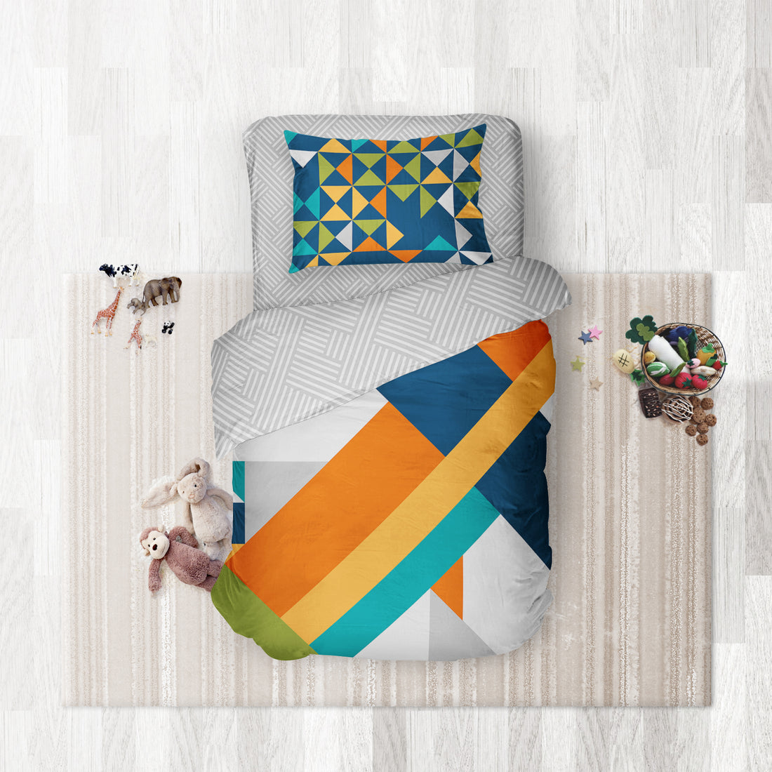 Colour Block- Set of Bedsheet, Duvet cover &amp; Pillow cover