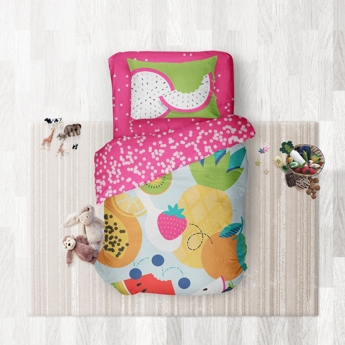 Fruit Salad- Set of Bedsheet, Duvet cover & Pillow cover