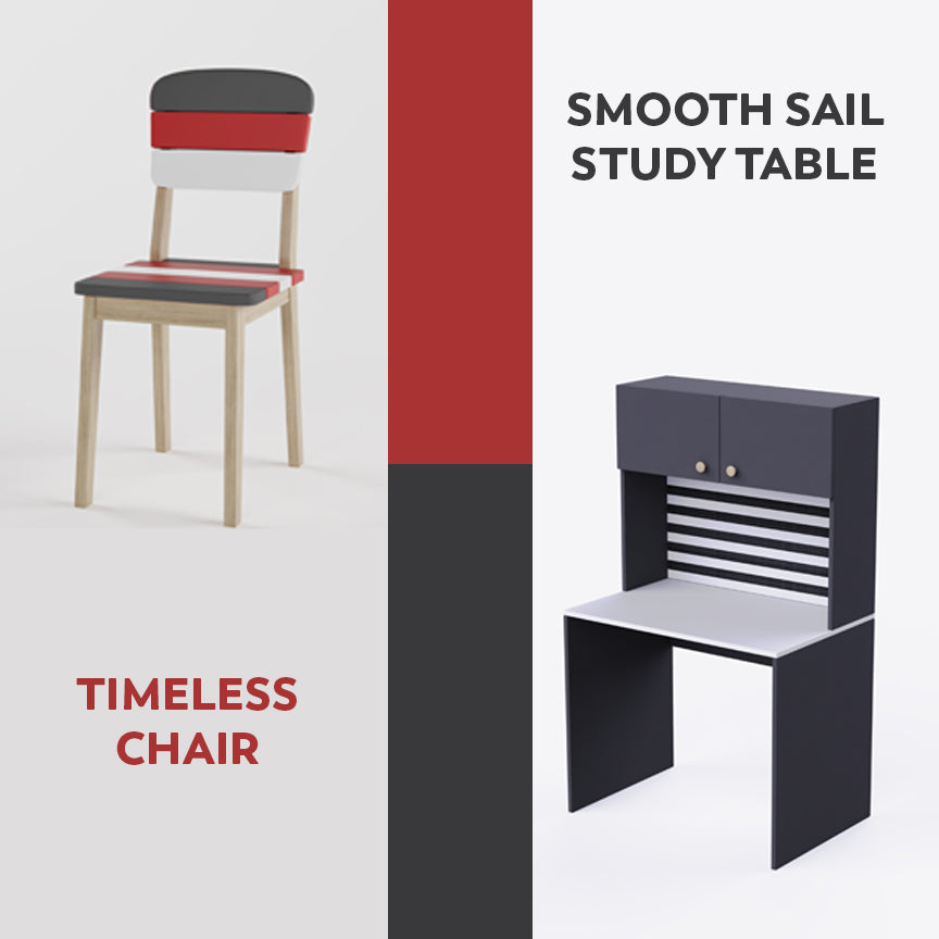 Smooth Sail Study Table &amp; Timeless Chair Bundle