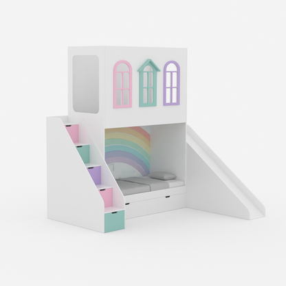 Castle Play House Bunk Bed with Slide