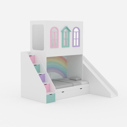 Castle Play House Bunk Bed with Slide