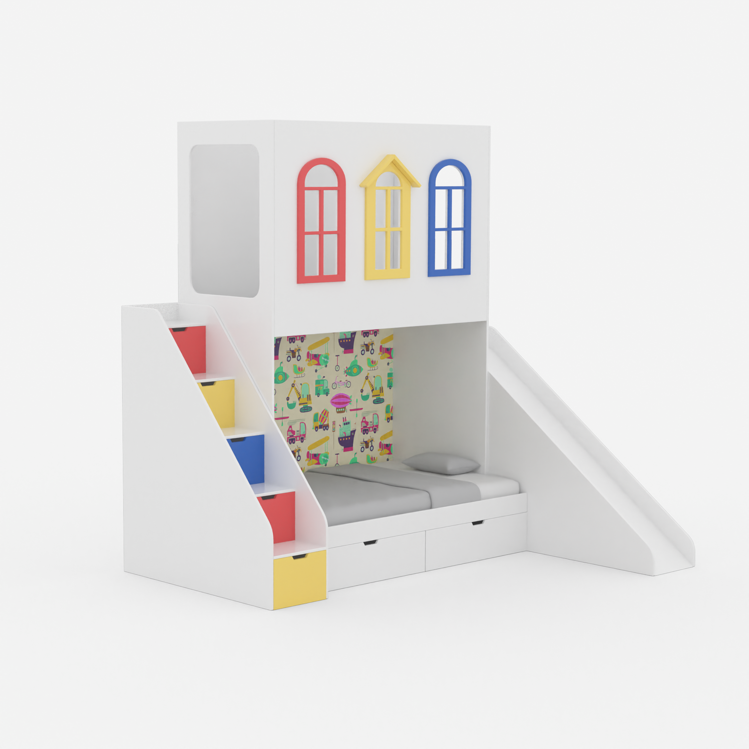 Castle Play House Bunk Bed with Slide