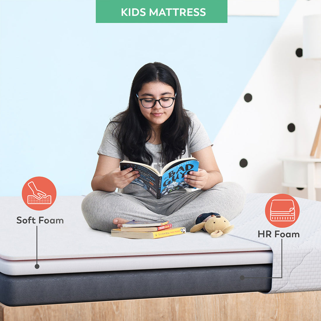 Boingg! Double Size HR Foam Mattress - Anti-Bacteria, Aloe Vera Treated &amp; Hypoallergenic