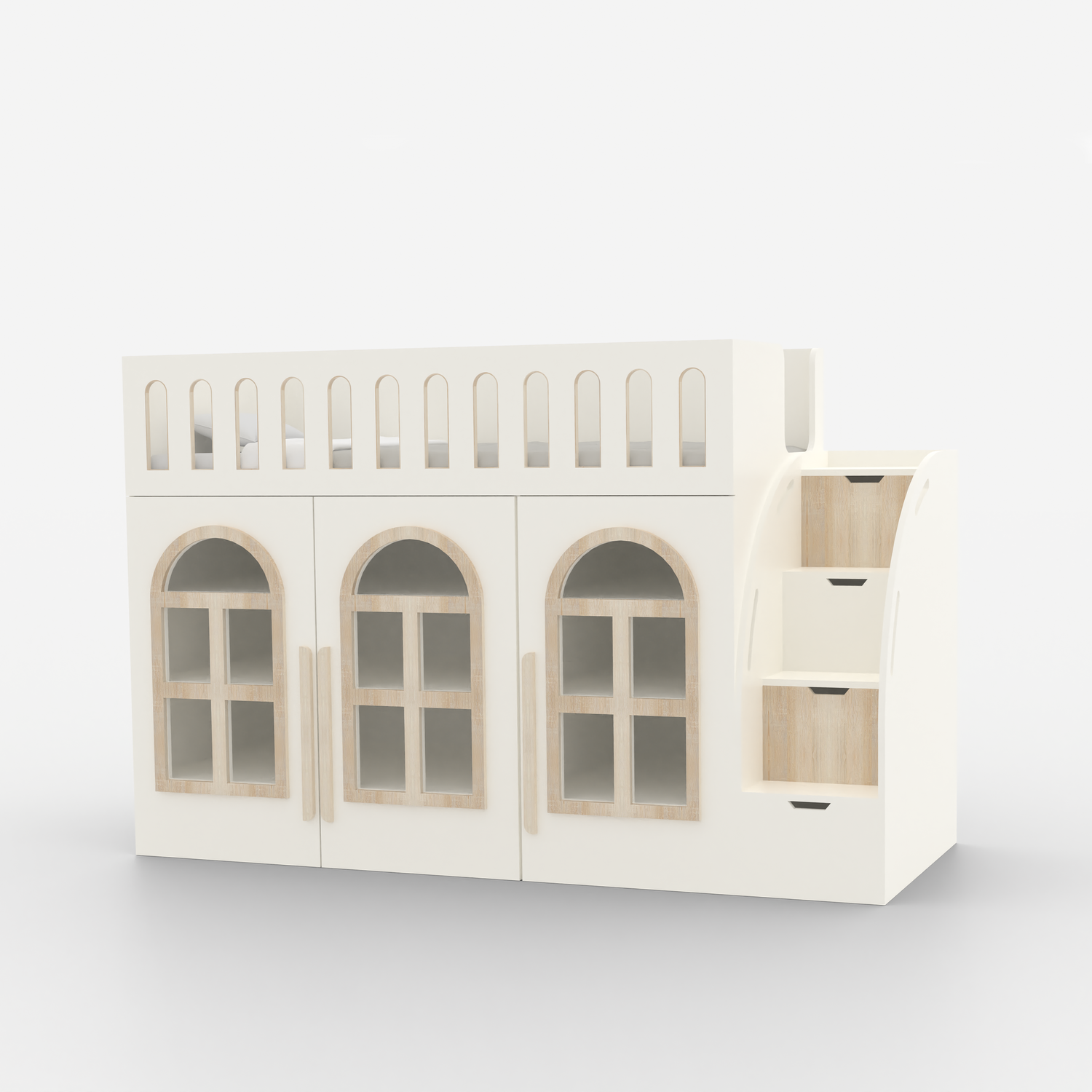 Little Library Loft Bed with Staircase Storage