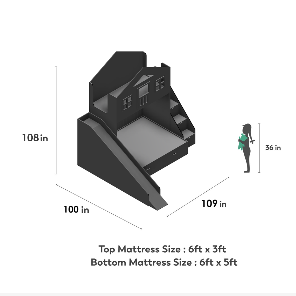 Play House Bunk Bed with Slide