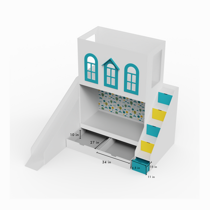 Castle Play House Bunk Bed with Slide